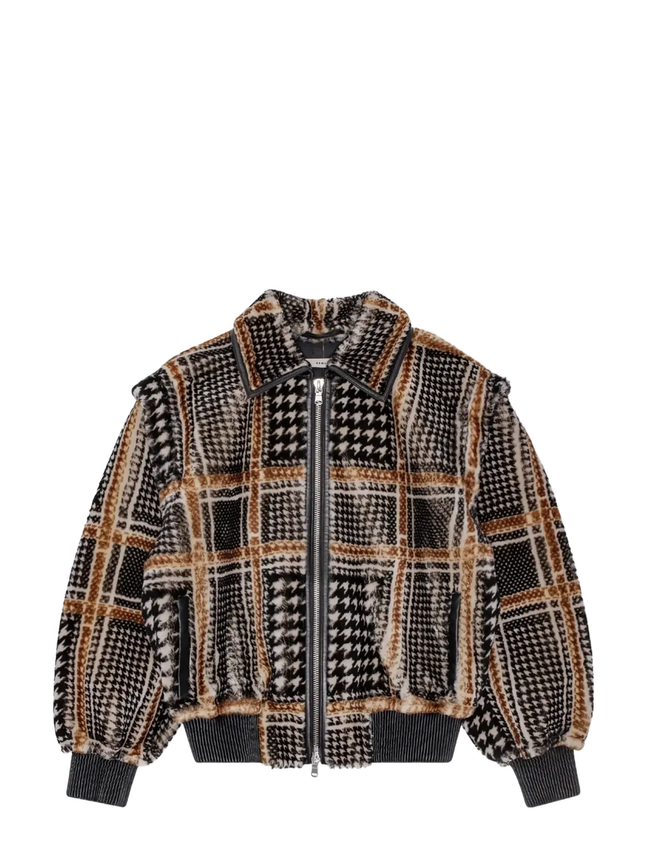 CHECK SHEARLING JACKET - 1000 BLACK COMB.