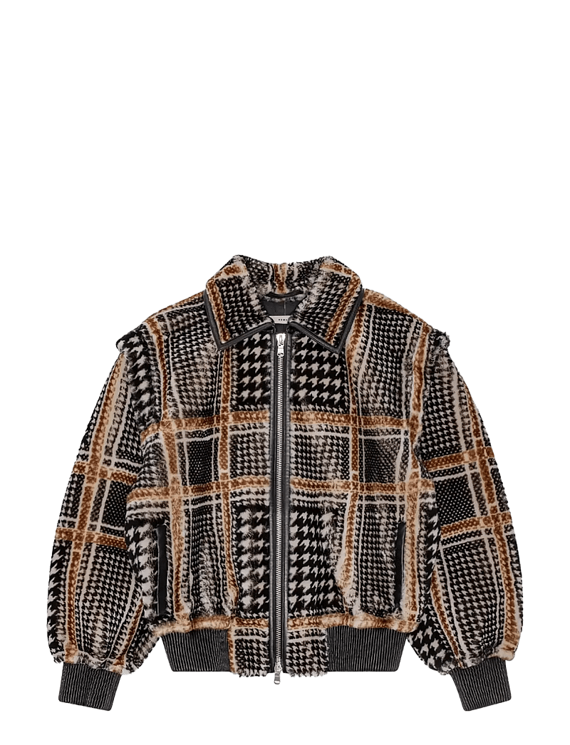 REMAIN Birger Christensen - CHECK SHEARLING JACKET - leichte jacken - 1000 black comb. - 1