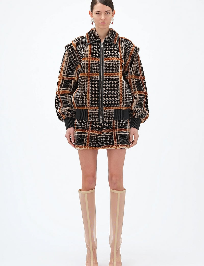 REMAIN Birger Christensen - CHECK SHEARLING JACKET - leichte jacken - 1000 black comb. - 0