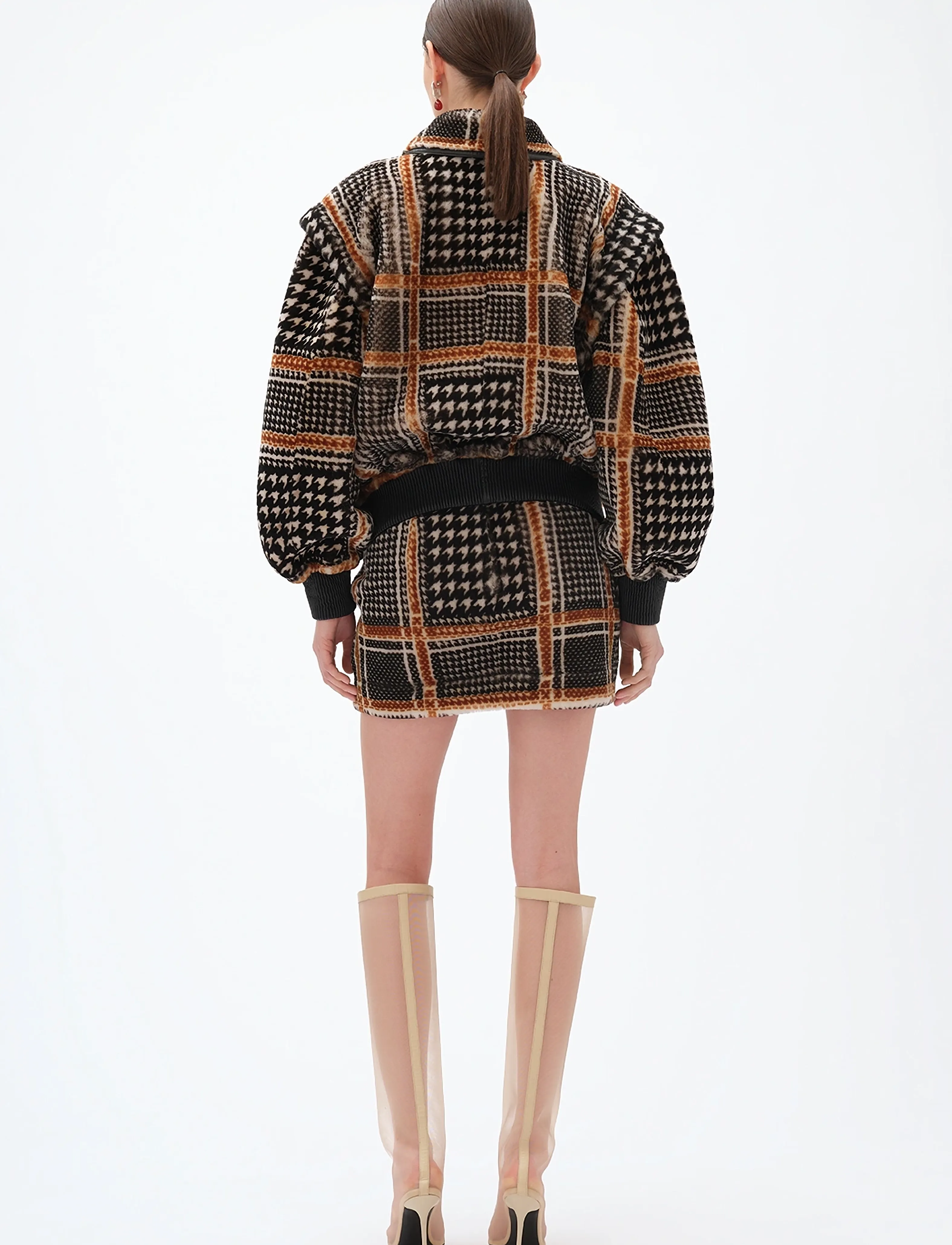 REMAIN Birger Christensen - CHECK SHEARLING JACKET - 1000 black comb. - 3