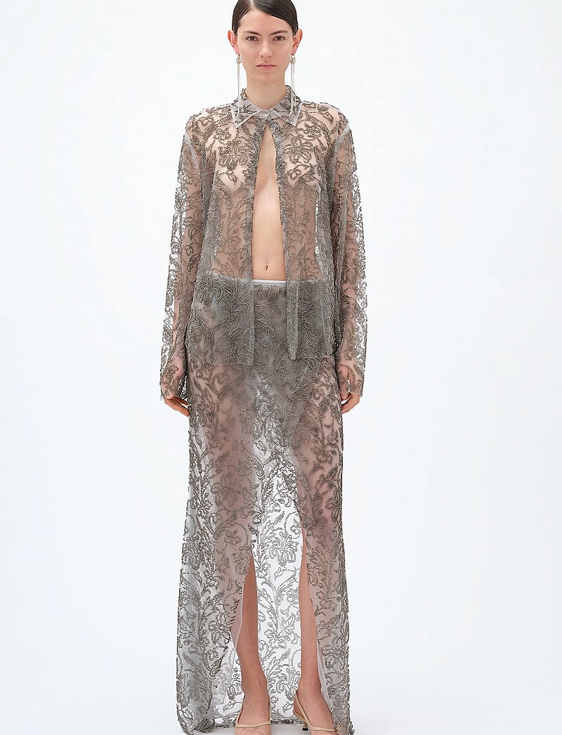 REMAIN Birger Christensen - OPEN FRONT SHIRT - long-sleeved shirts - charcoal gray - 0