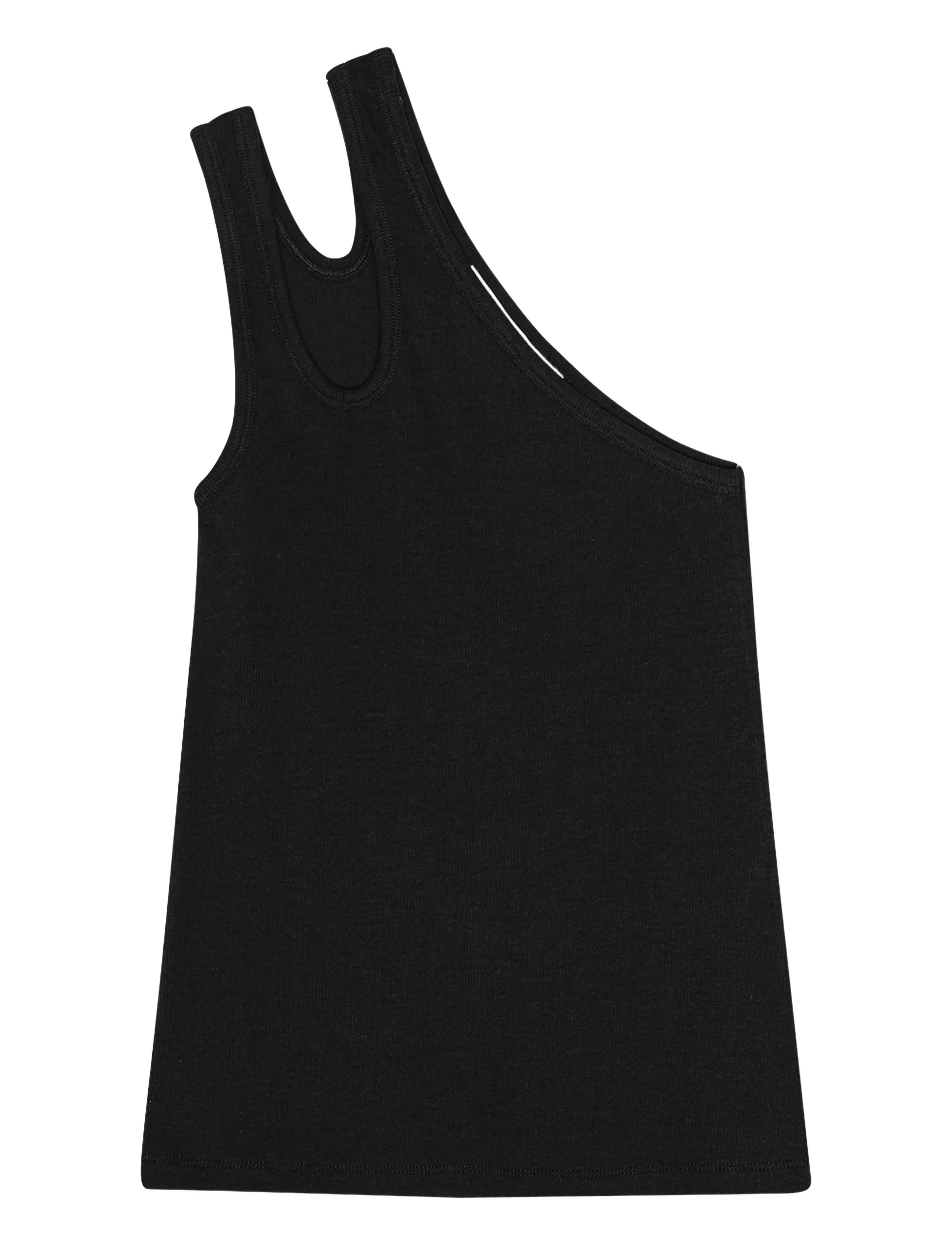 REMAIN Birger Christensen JERSEY ONE-SHOULDER TOP - T-särgid ja alussärgid - BLACK / black