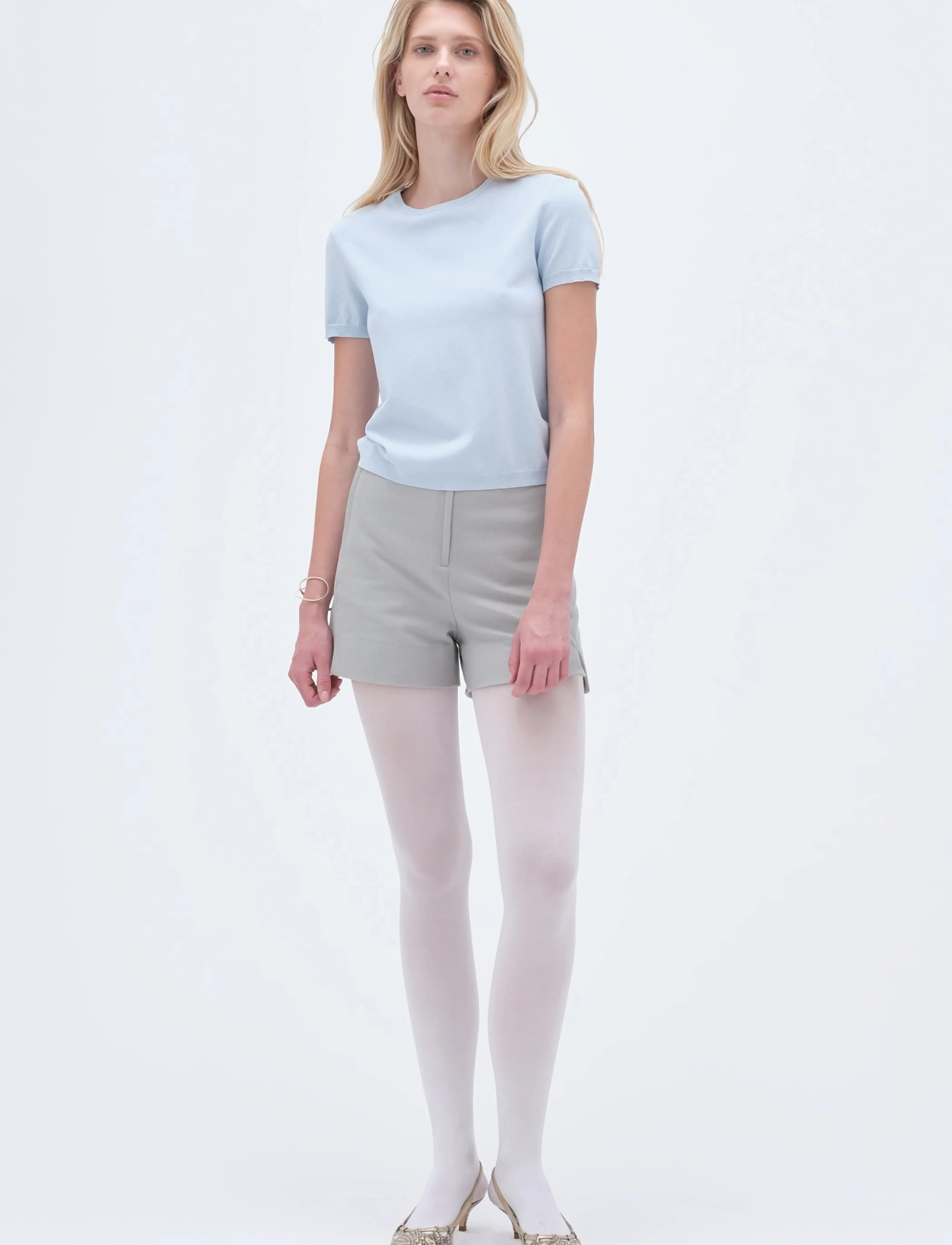 REMAIN Birger Christensen KNITTED TSHIRT - T-shirts & Toppar - PLEIN AIR / blue