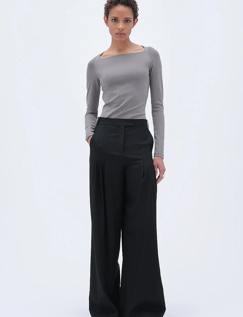 REMAIN Birger Christensen - WIDE SUITING PANTS - pidulikud püksid - black - 0