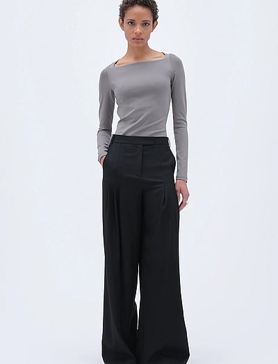 REMAIN Birger Christensen WIDE SUITING PANTS - REMAIN - BLACK / black