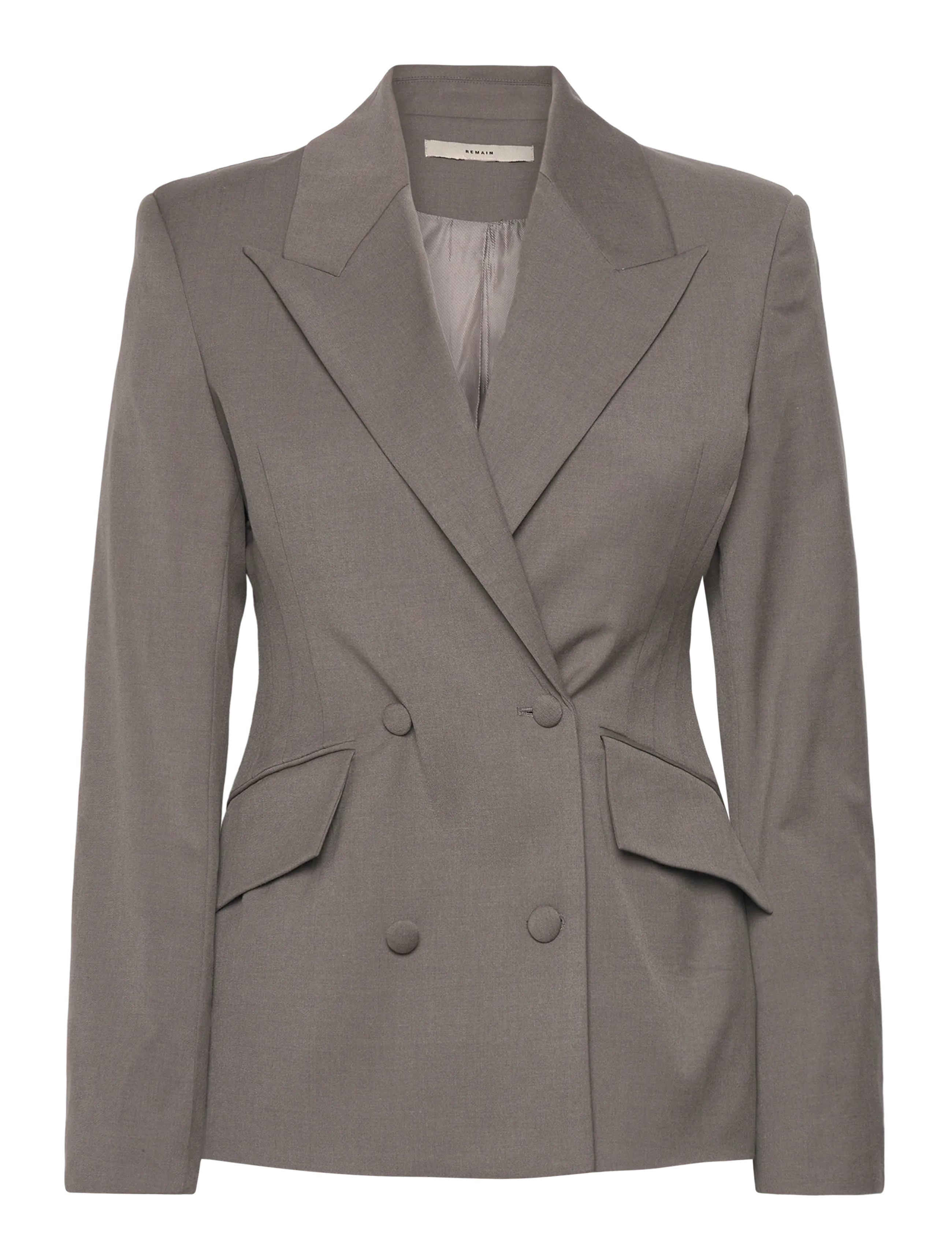 REMAIN Birger Christensen Fitted Blazer, Kvinder, Figursyet Blazer, Grå, Str: 32