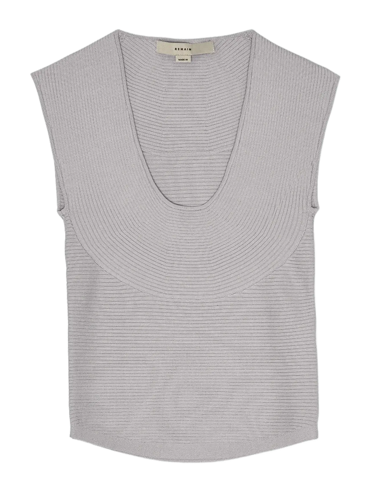 REMAIN Birger Christensen RIB KNIT TOP - REMAIN - OPAL GRAY / grey