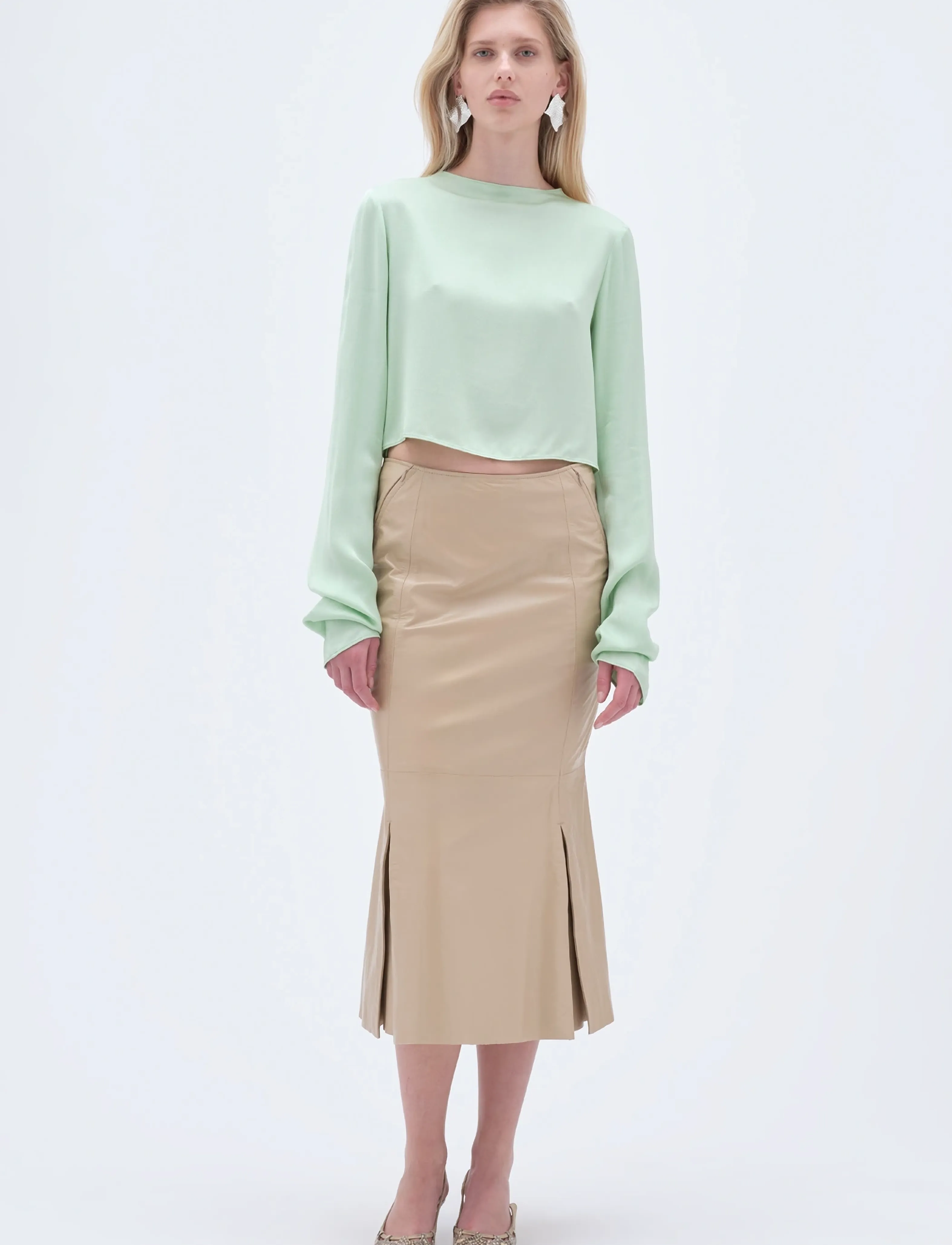 REMAIN Birger Christensen DRAPED BACK TOP - T-shirts & Toppe - SUBTLE GREEN / green