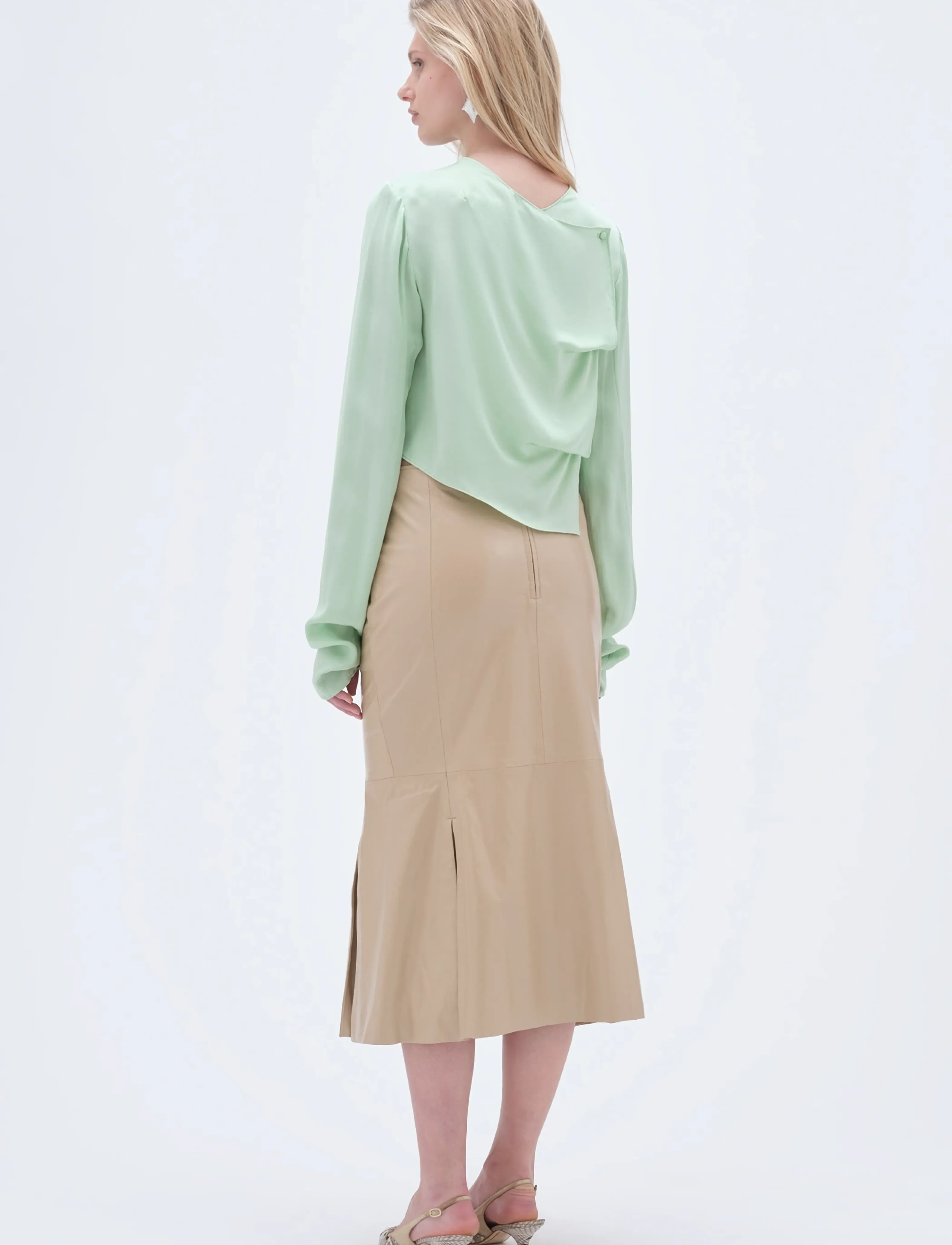 REMAIN Birger Christensen - DRAPED BACK TOP - subtle green - 3
