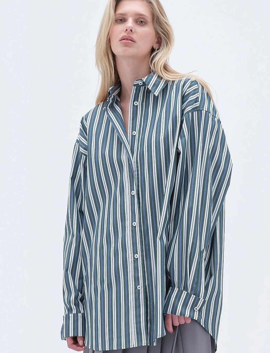 REMAIN Birger Christensen - OVERSIZE SHIRT - langärmlige hemden - rain forest comb. - 0