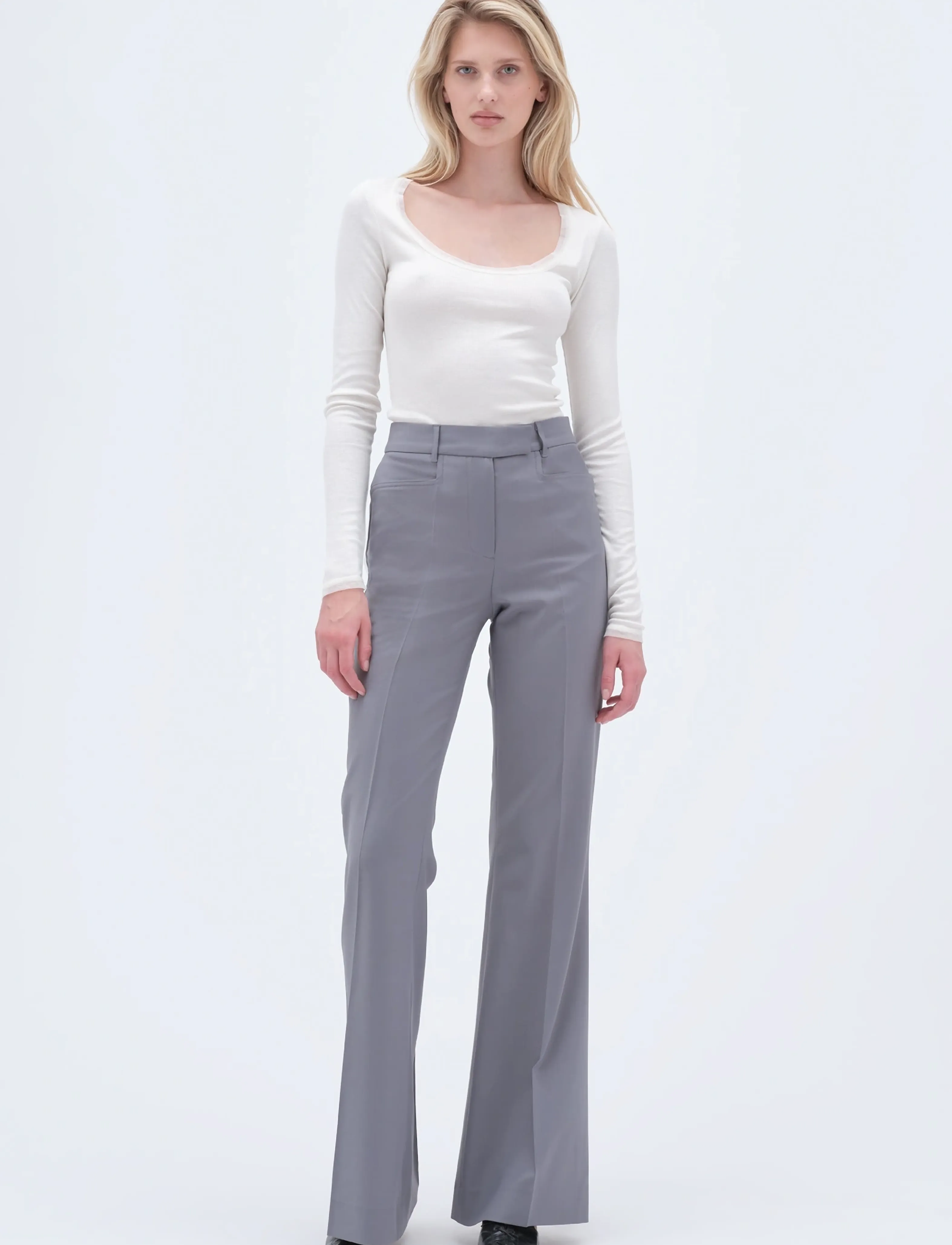 REMAIN Birger Christensen FLARED PANTS - REMAIN - NIGHT OWL / grey