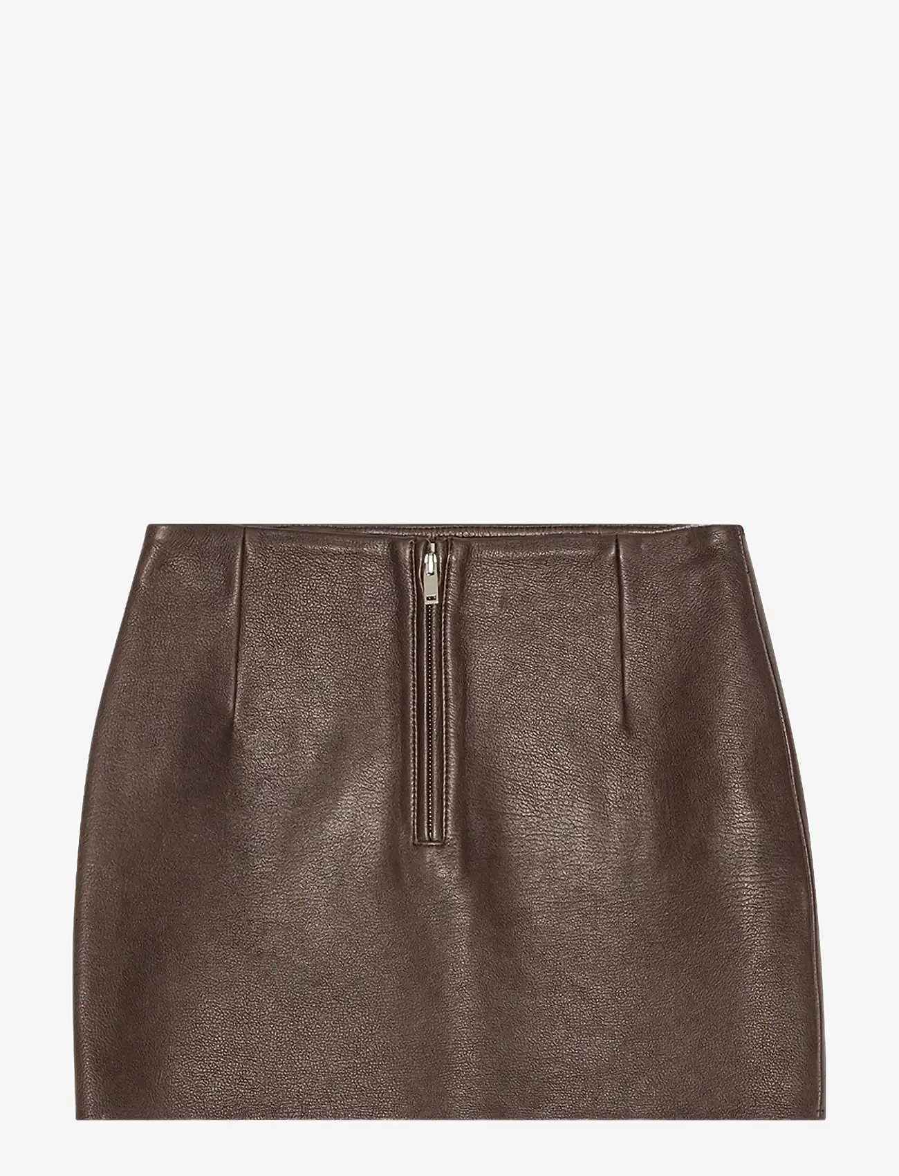 REMAIN Birger Christensen - BONDED LEATHER SKIRT - skinnkjolar - chocolate chip - 1