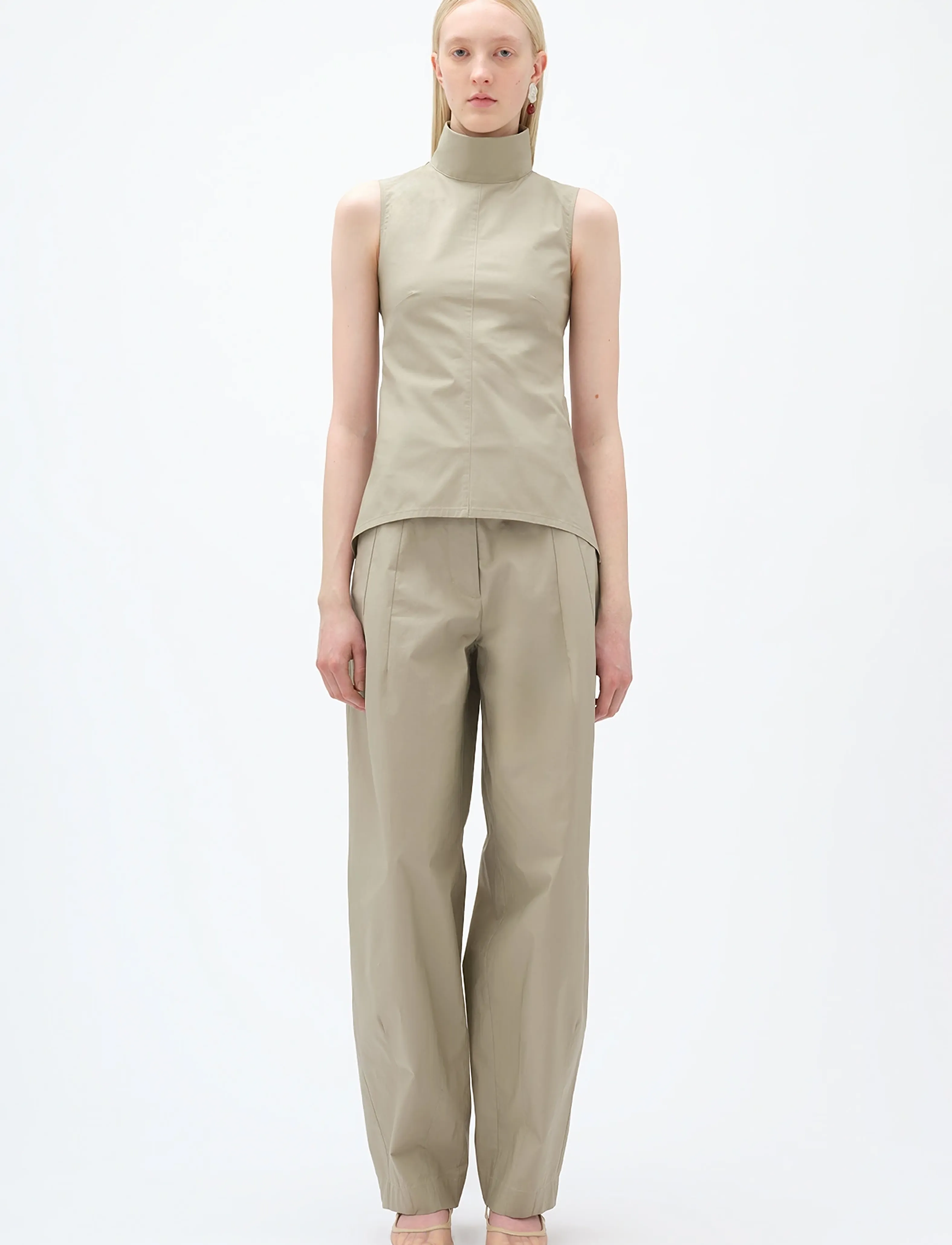 REMAIN Birger Christensen HIGH NECK TOP - T-shirts & Toppe - SENECA ROCK / beige