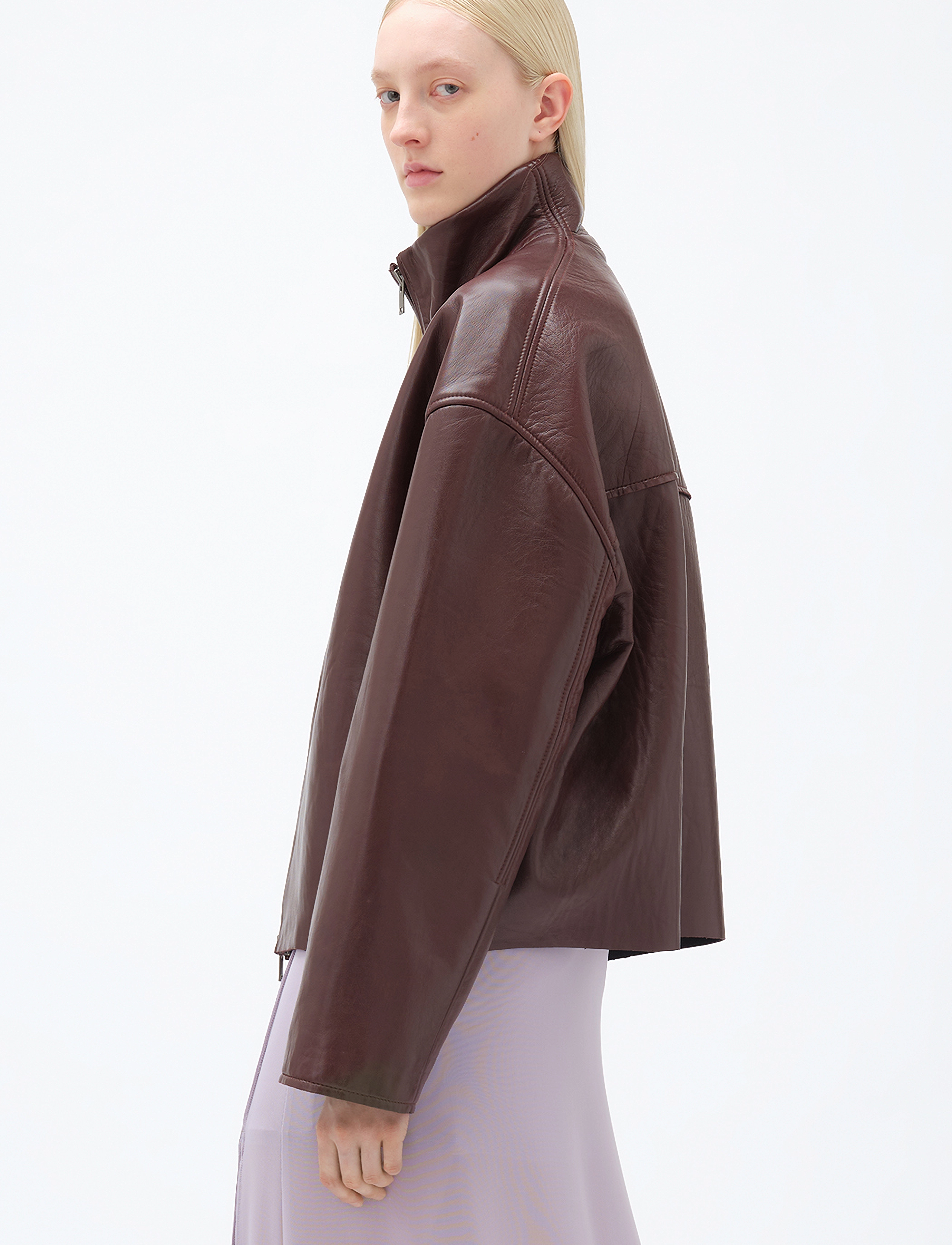 REMAIN Birger Christensen - Bonded Leather Jacket - deep mahogany - 3