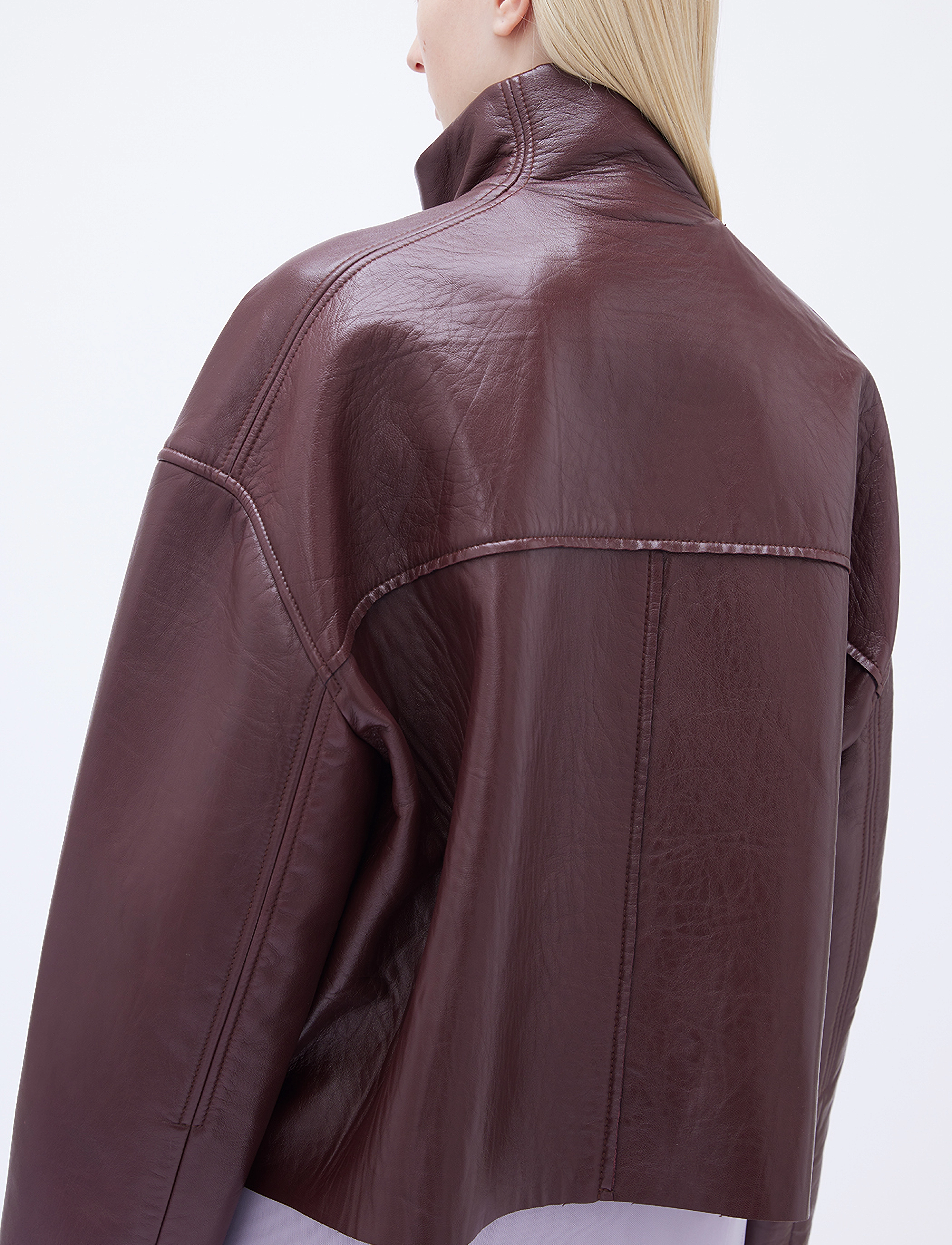 REMAIN Birger Christensen - Bonded Leather Jacket - deep mahogany - 4