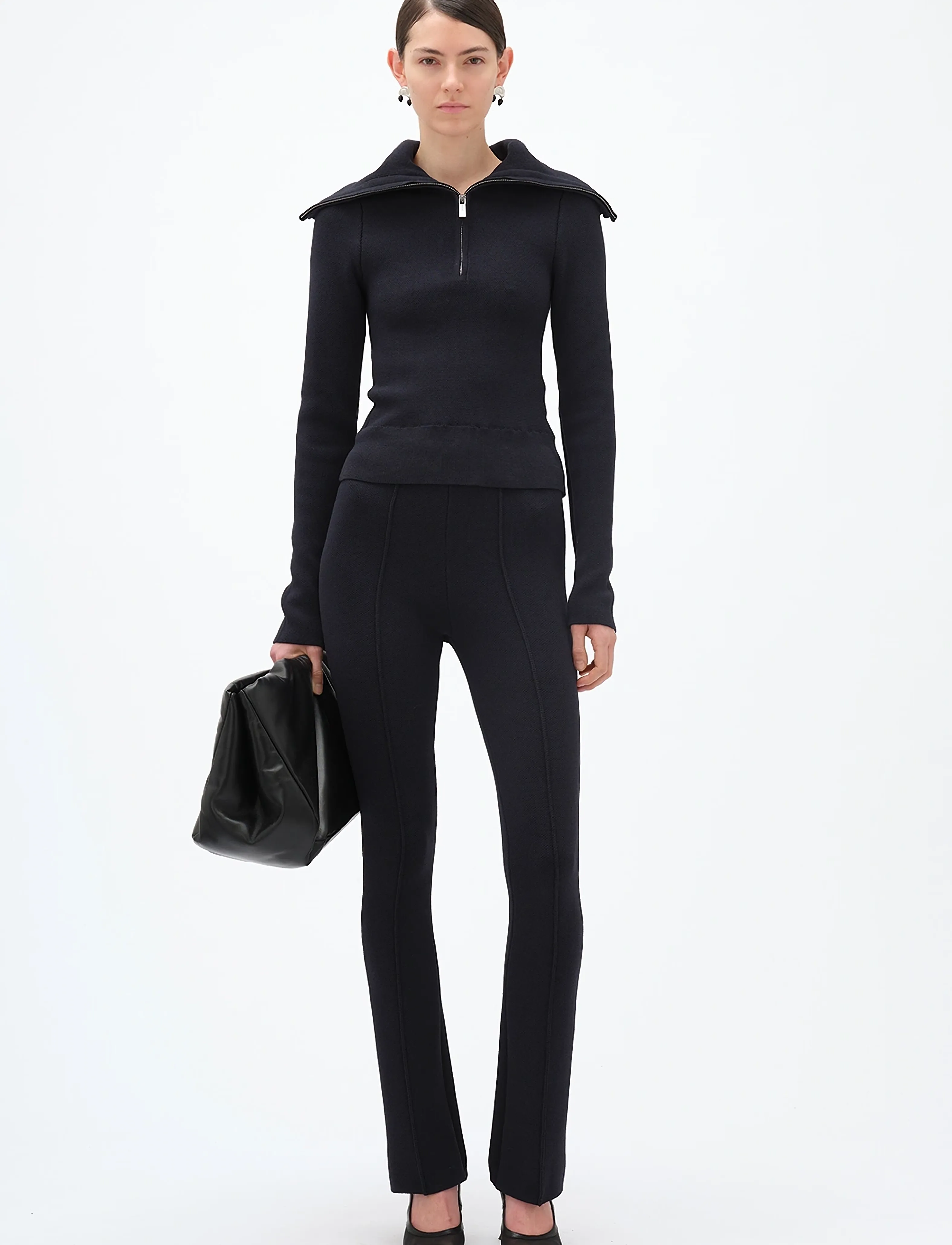 REMAIN Birger Christensen KNIT LEGGINGS - Trousers with skinny legs - VULCAN / navy
