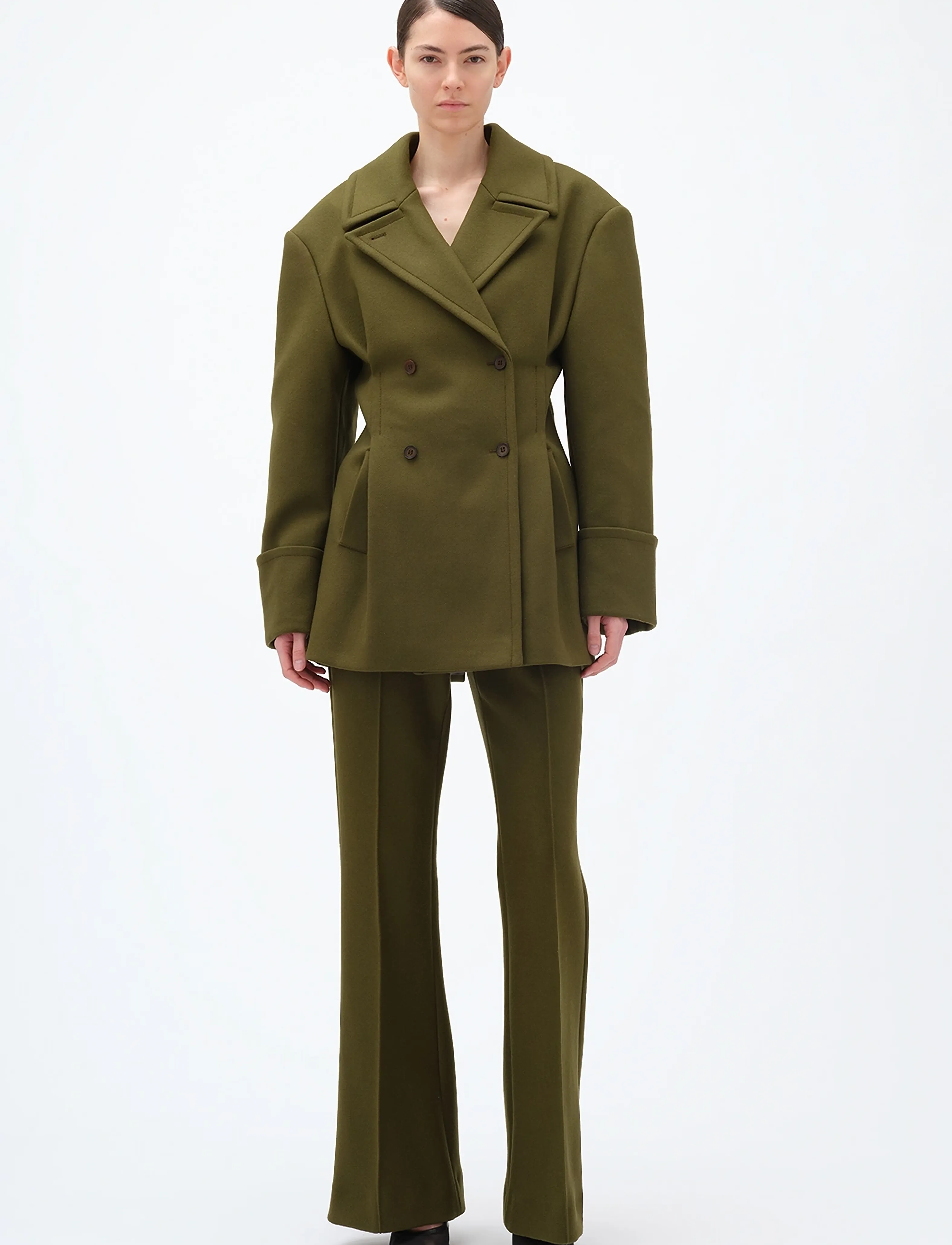 REMAIN Birger Christensen Peacoat With Pleats, 40, Coats, Grün - Winter Frauen