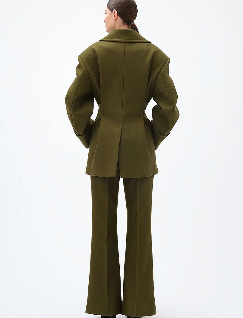 REMAIN Birger Christensen - PEACOAT WITH PLEATS - talvejoped - dark olive - 3