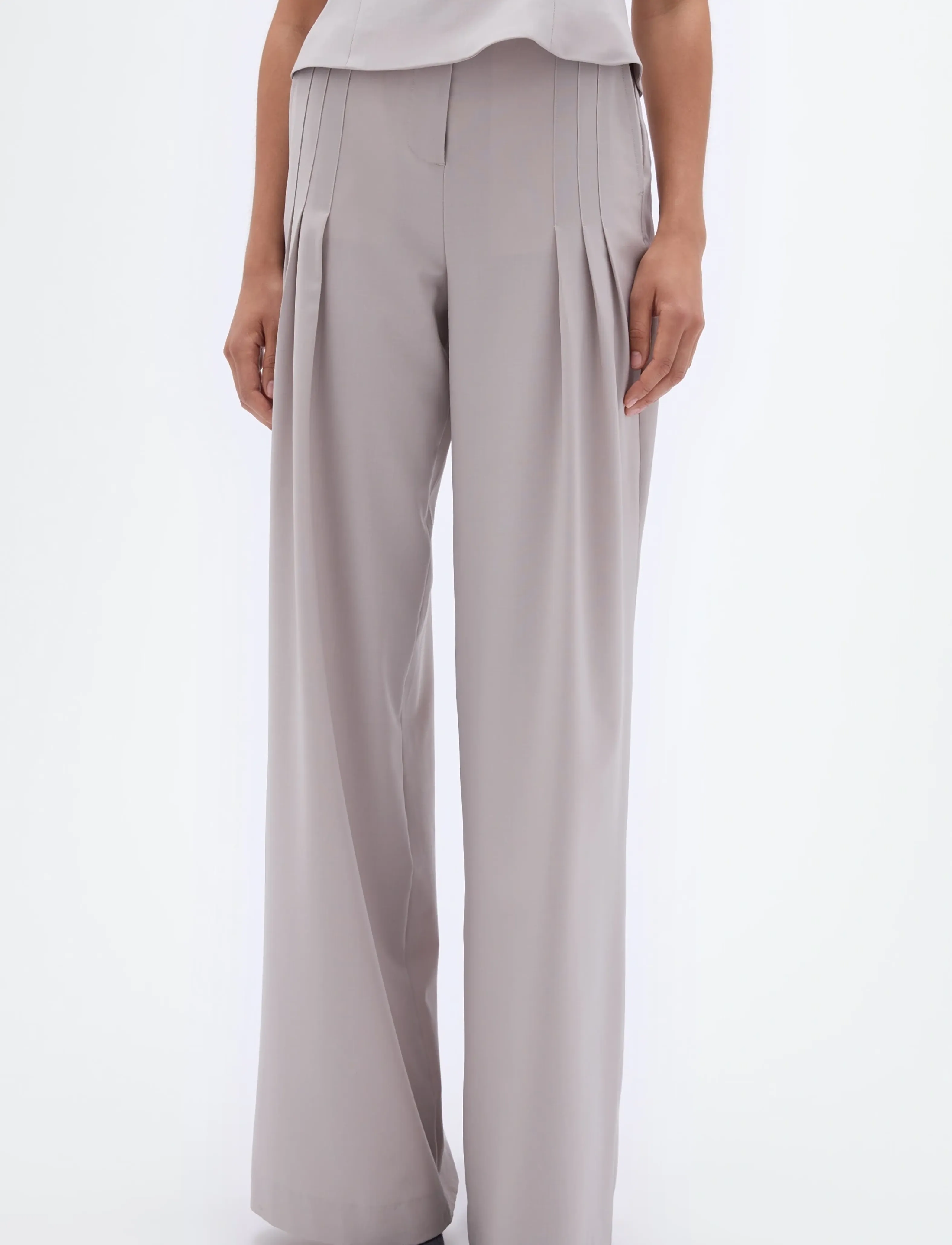 REMAIN Birger Christensen WIDE SUITING PANTS - REMAIN - NACREOUS CLOUDS / grey