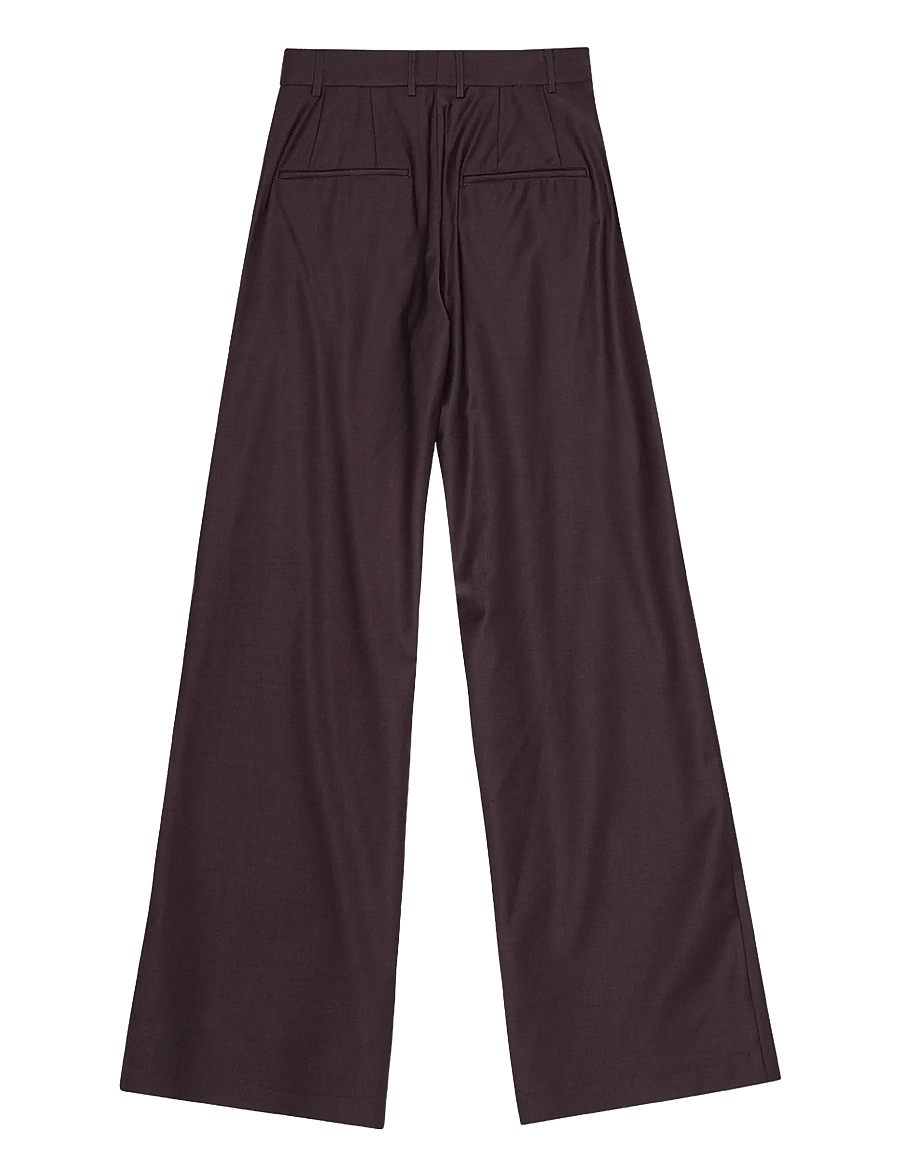 REMAIN Birger Christensen - WIDE SUITING PANTS - pidulikud püksid - chocolate plum (brown) - 1