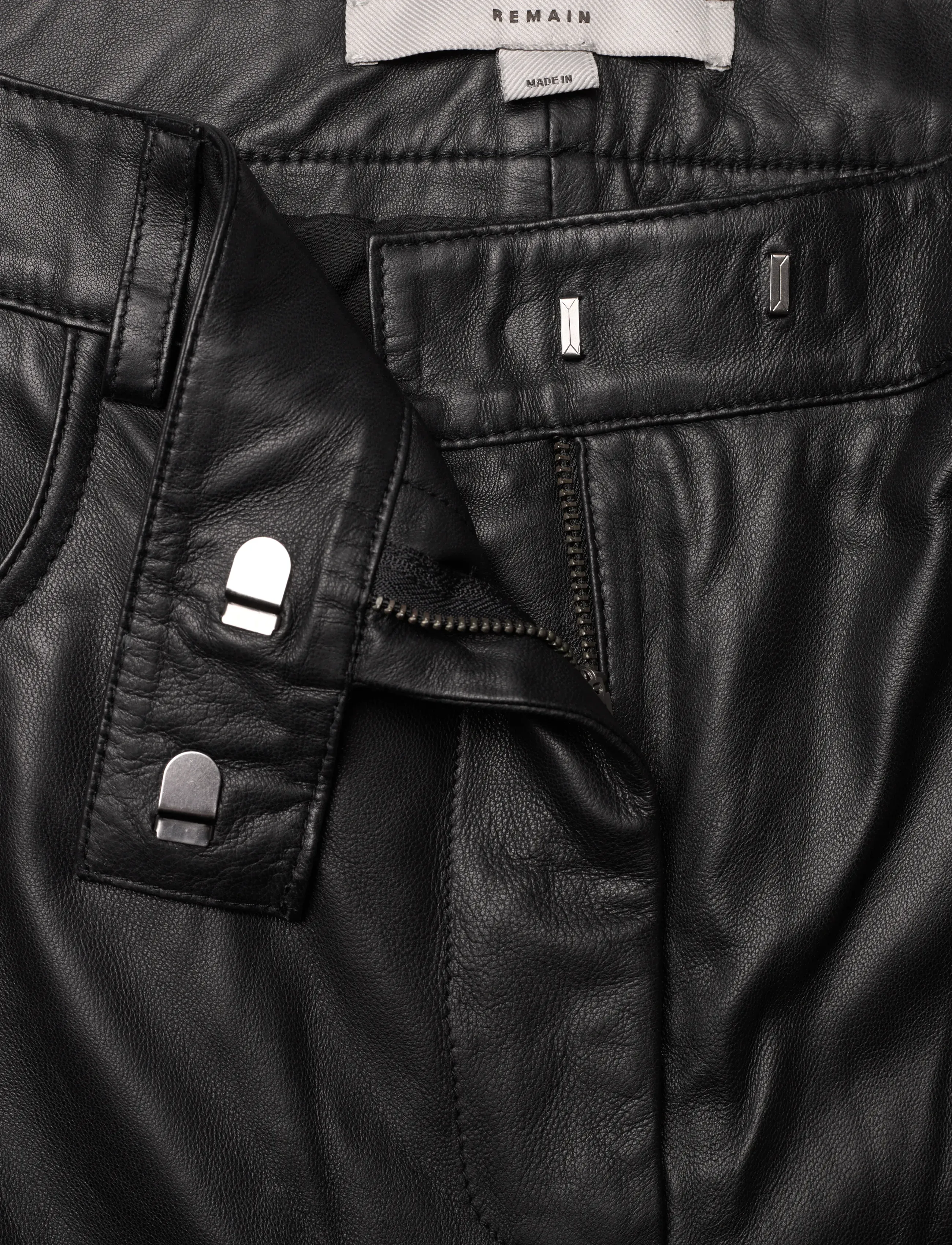 REMAIN Birger Christensen - COCOON LEATHER PANTS - black - 3