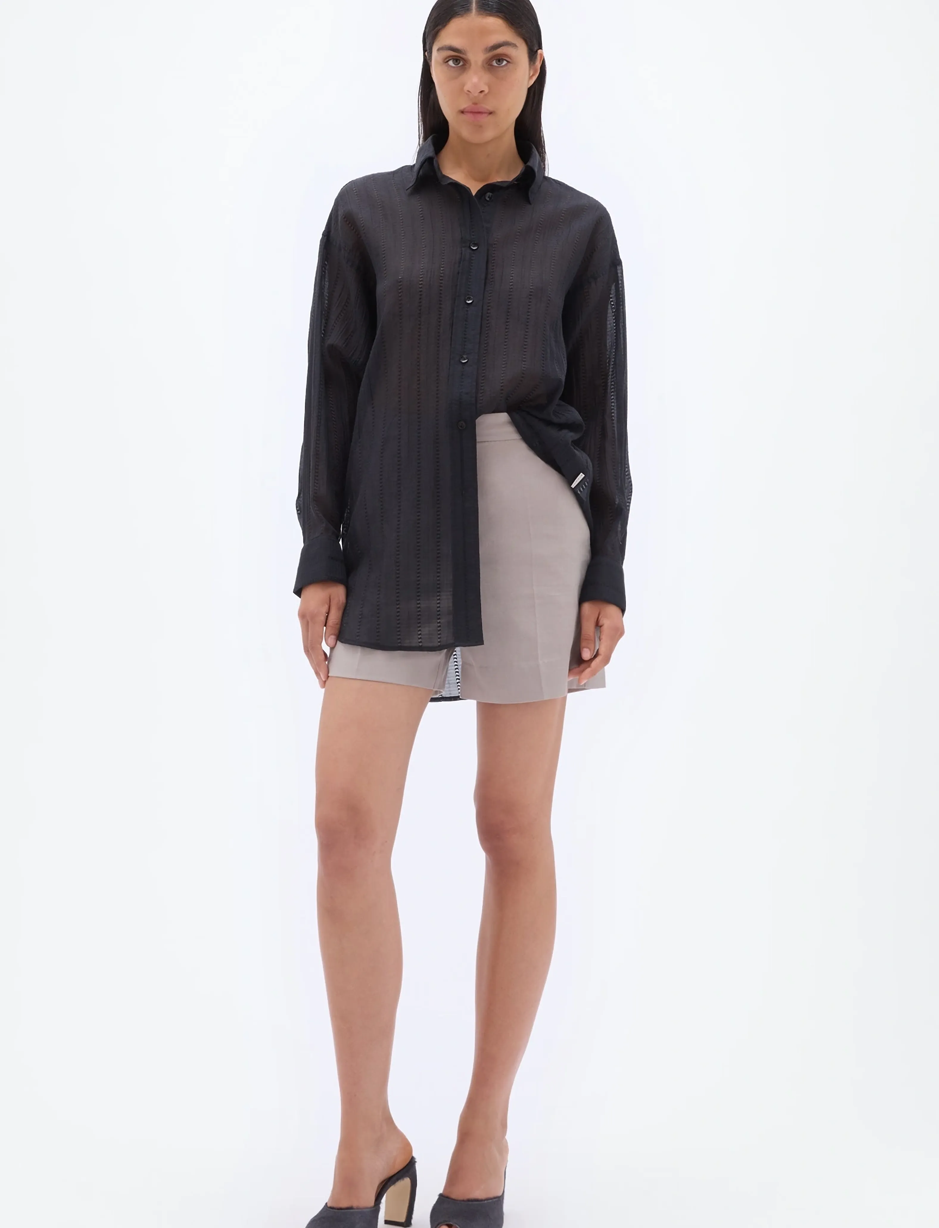 REMAIN Birger Christensen OVERSIZED SHIRT - Särgid - BLACK / black