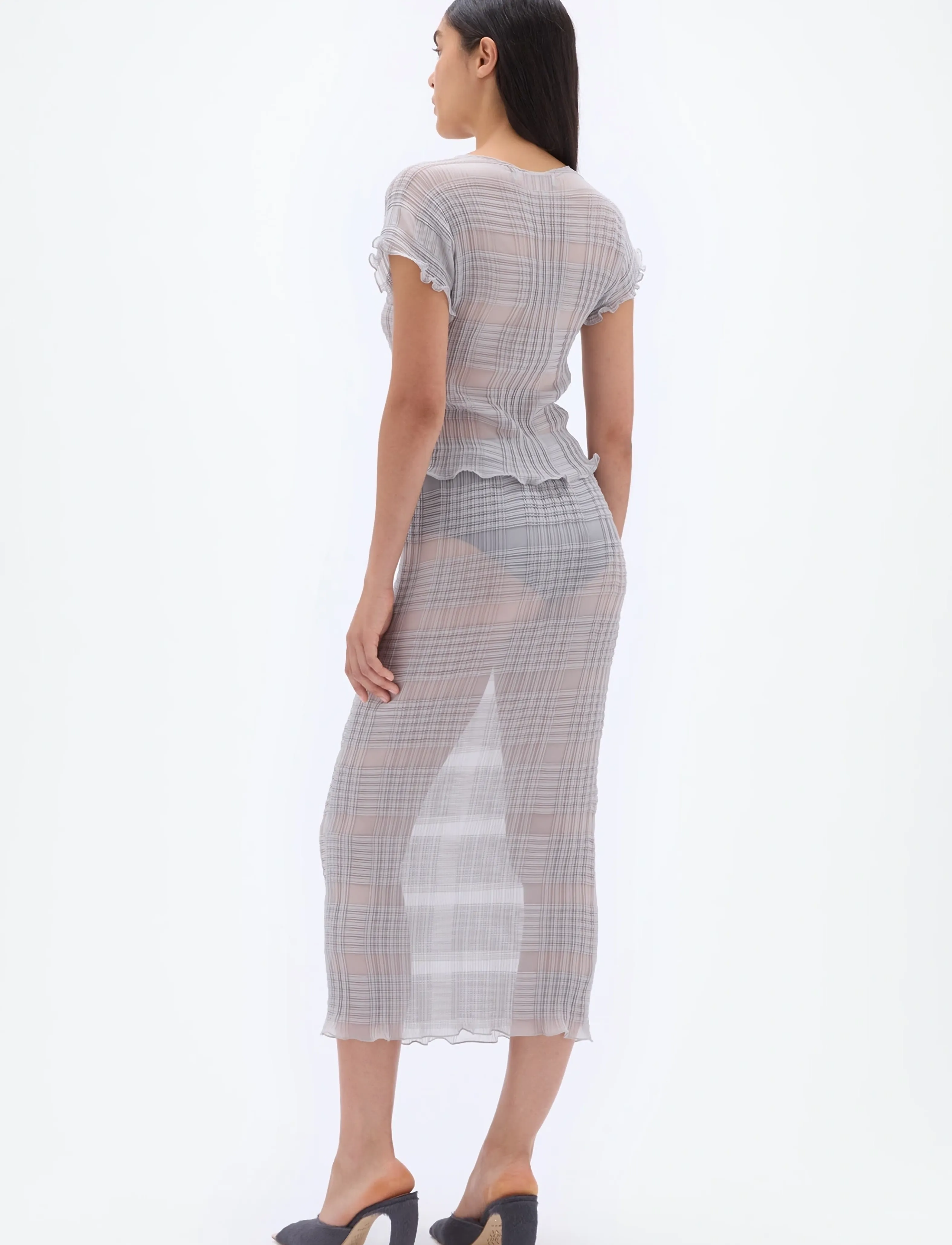 REMAIN Birger Christensen - PLEATED CHIFFON TOP - antarctica - 3