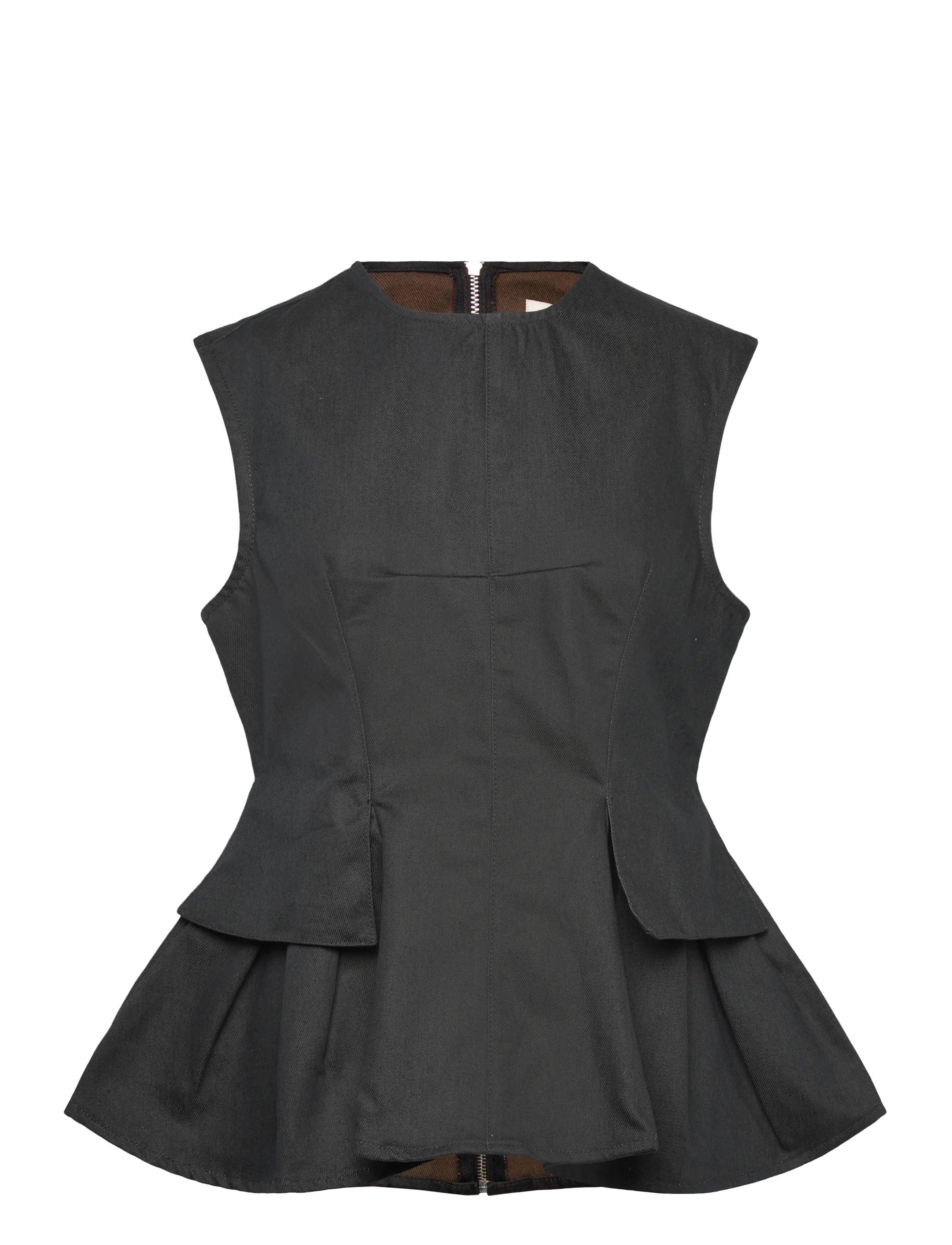 PEPLUM DENIM TOP - ESPRESSO