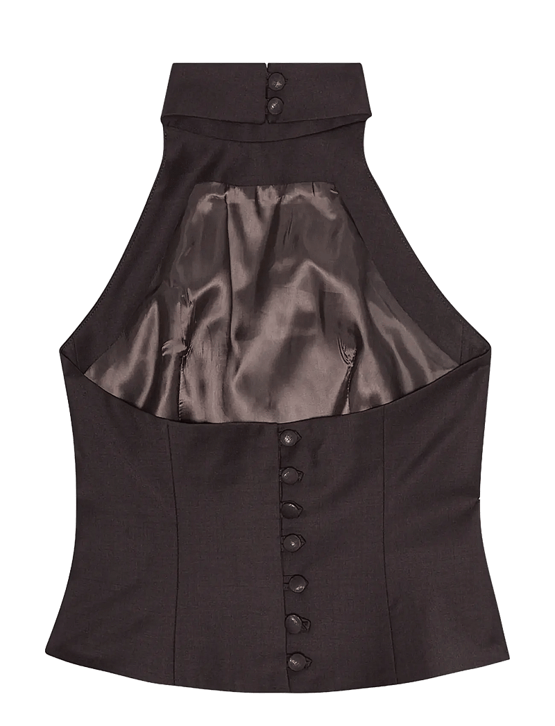 REMAIN Birger Christensen - HALTER NECK TOP - særlige begivenheder - chocolate plum (brown) - 2