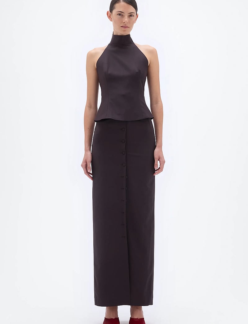 REMAIN Birger Christensen - HALTER NECK TOP - særlige begivenheder - chocolate plum (brown) - 0