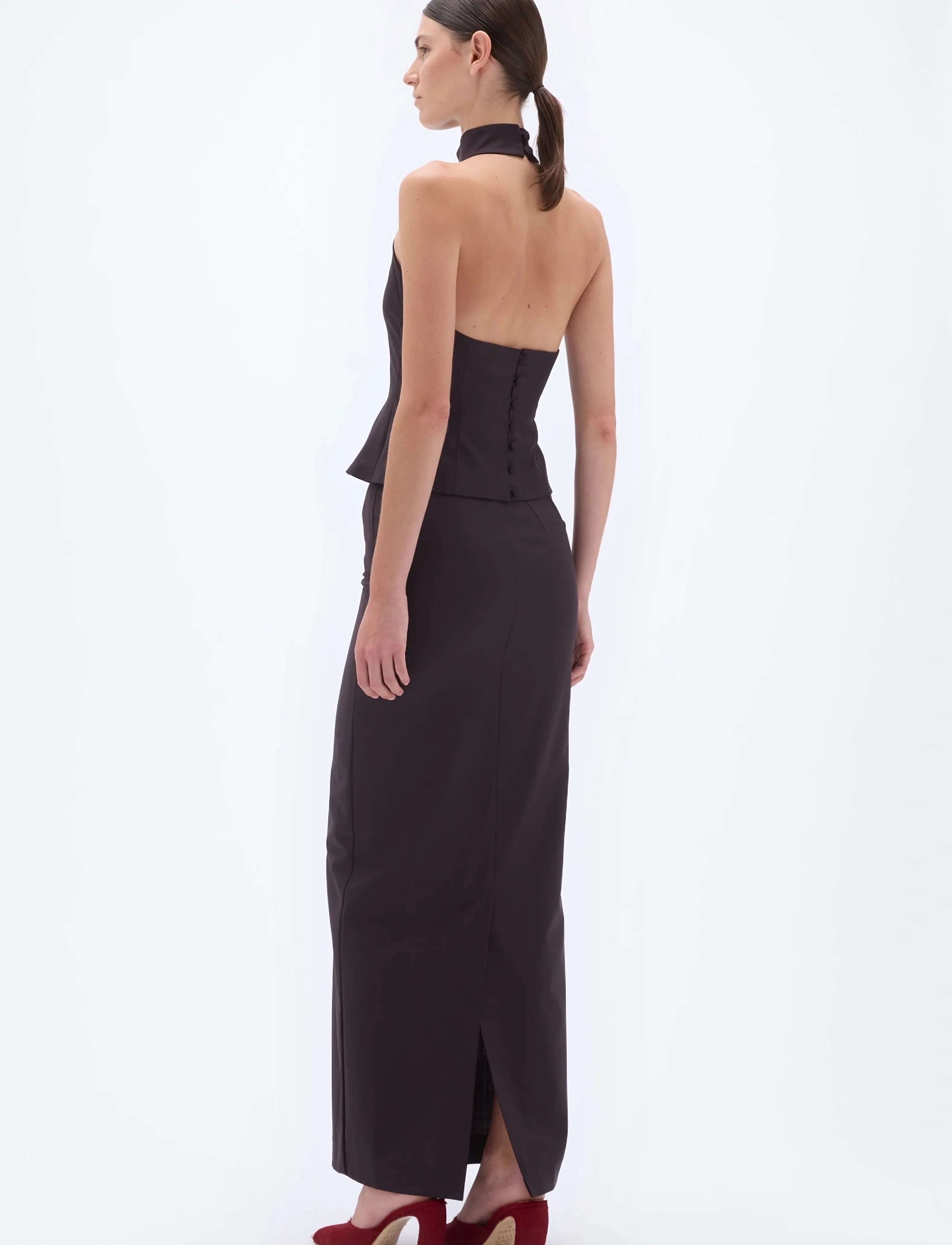 REMAIN Birger Christensen - HALTER NECK TOP - chocolate plum (brown) - 3