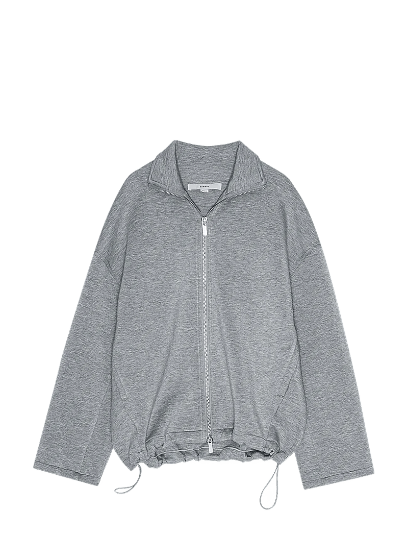 REMAIN Birger Christensen - SOFT ZIPPED JACKET - mid layer jackets - grey melange - 1