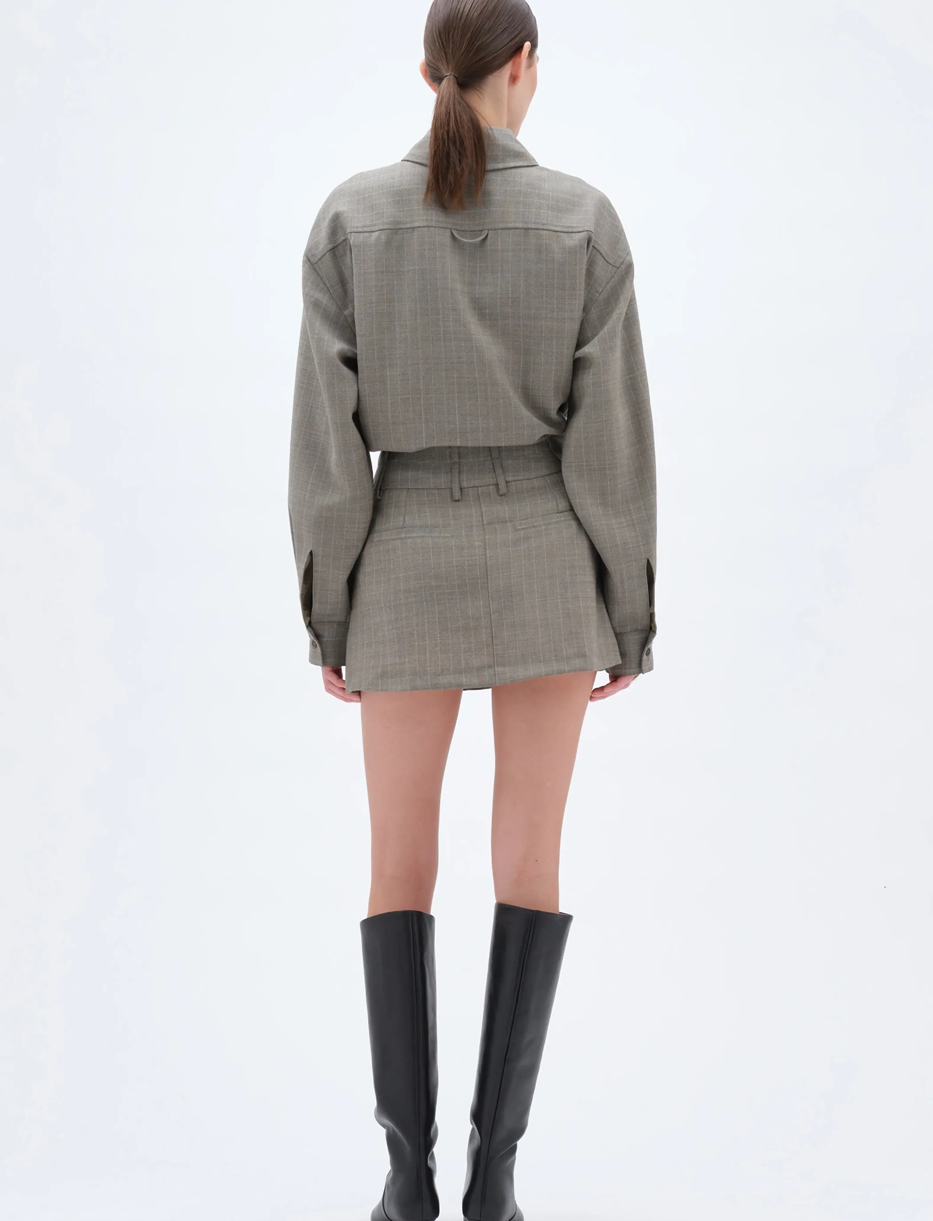 REMAIN Birger Christensen - DOUBLE WAISTBAND SKIRT - plisseeritud seelikud - vetiver - 3