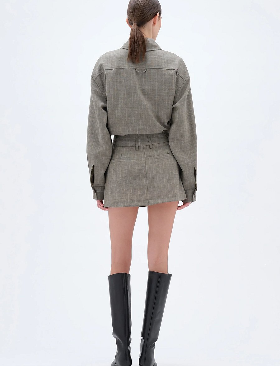 REMAIN Birger Christensen - DOUBLE WAISTBAND SKIRT - plisseeritud seelikud - vetiver - 3