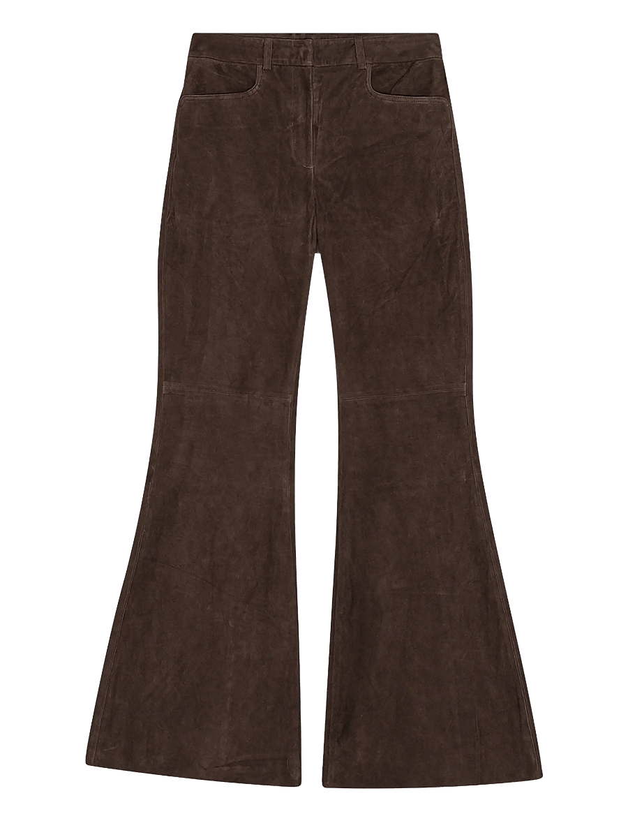 REMAIN Birger Christensen - FLARED SUEDE PANTS - schlaghosen - chicory coffee - 1