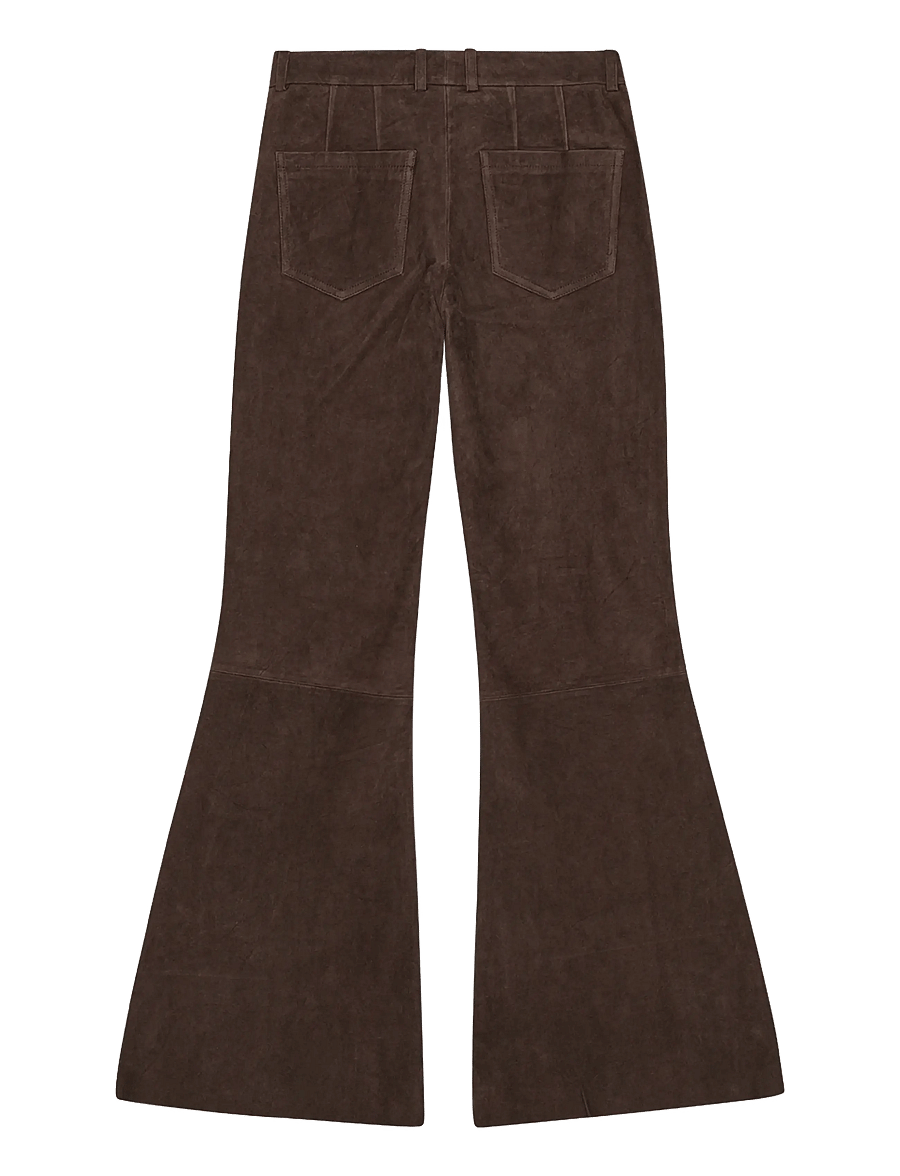 REMAIN Birger Christensen - FLARED SUEDE PANTS - schlaghosen - chicory coffee - 2