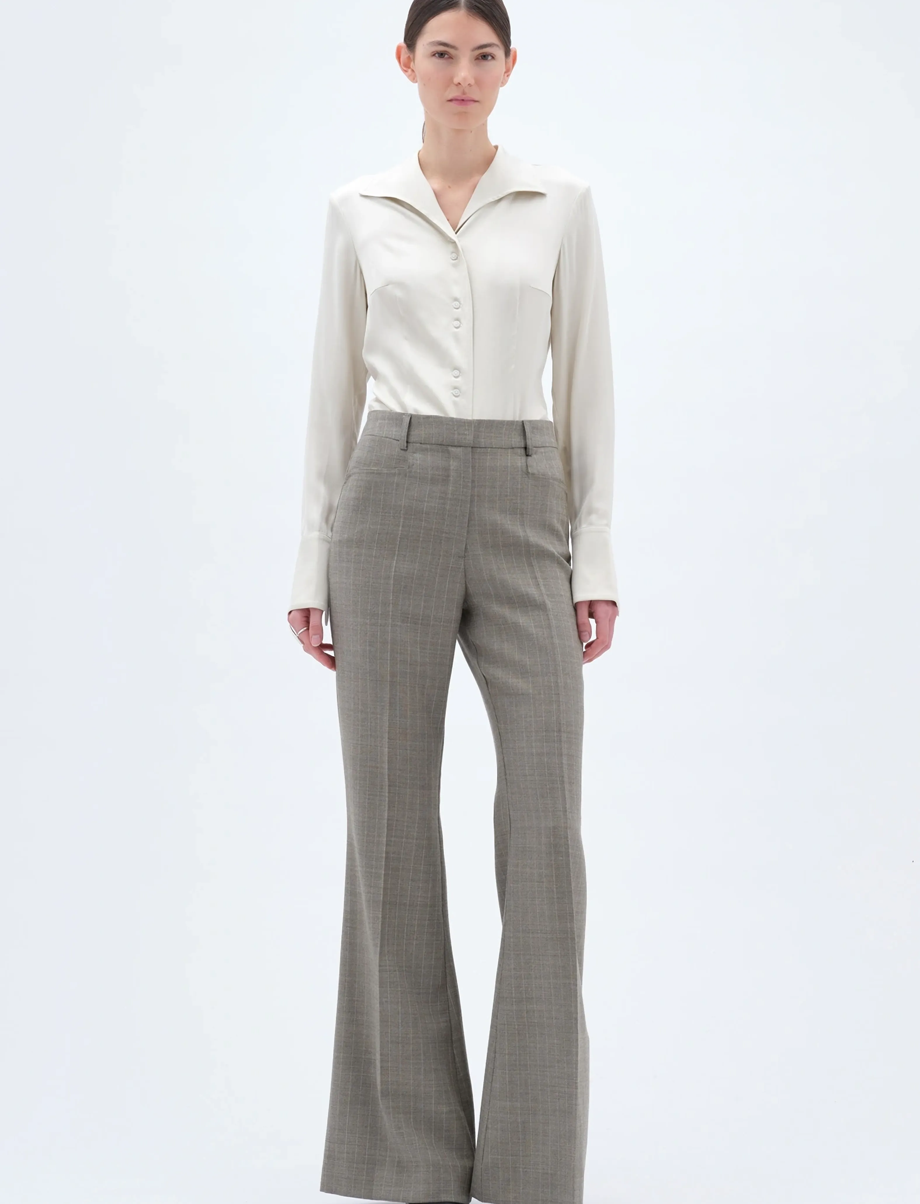 REMAIN Birger Christensen FLARED PANTS - Kollektionen - VETIVER / grey