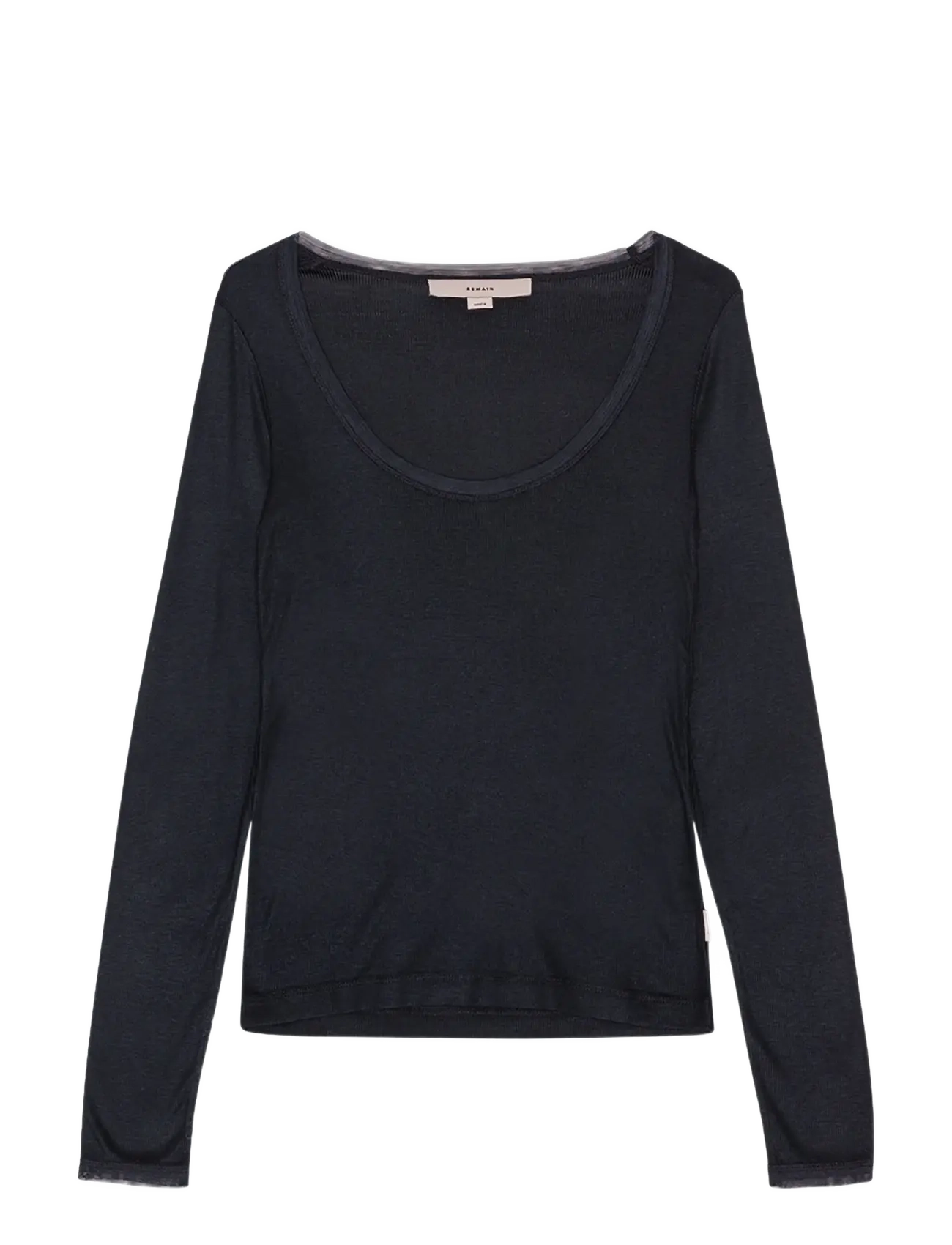 REMAIN Birger Christensen LONG SLEEVE JERSEY TOP - T-Shirts & Tops - ANTHRACITE / black