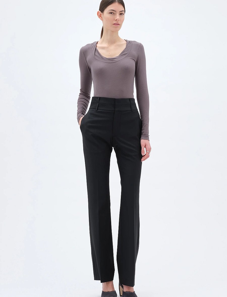 REMAIN Birger Christensen - DOUBLE WAISTBAND PANTS - black - 0