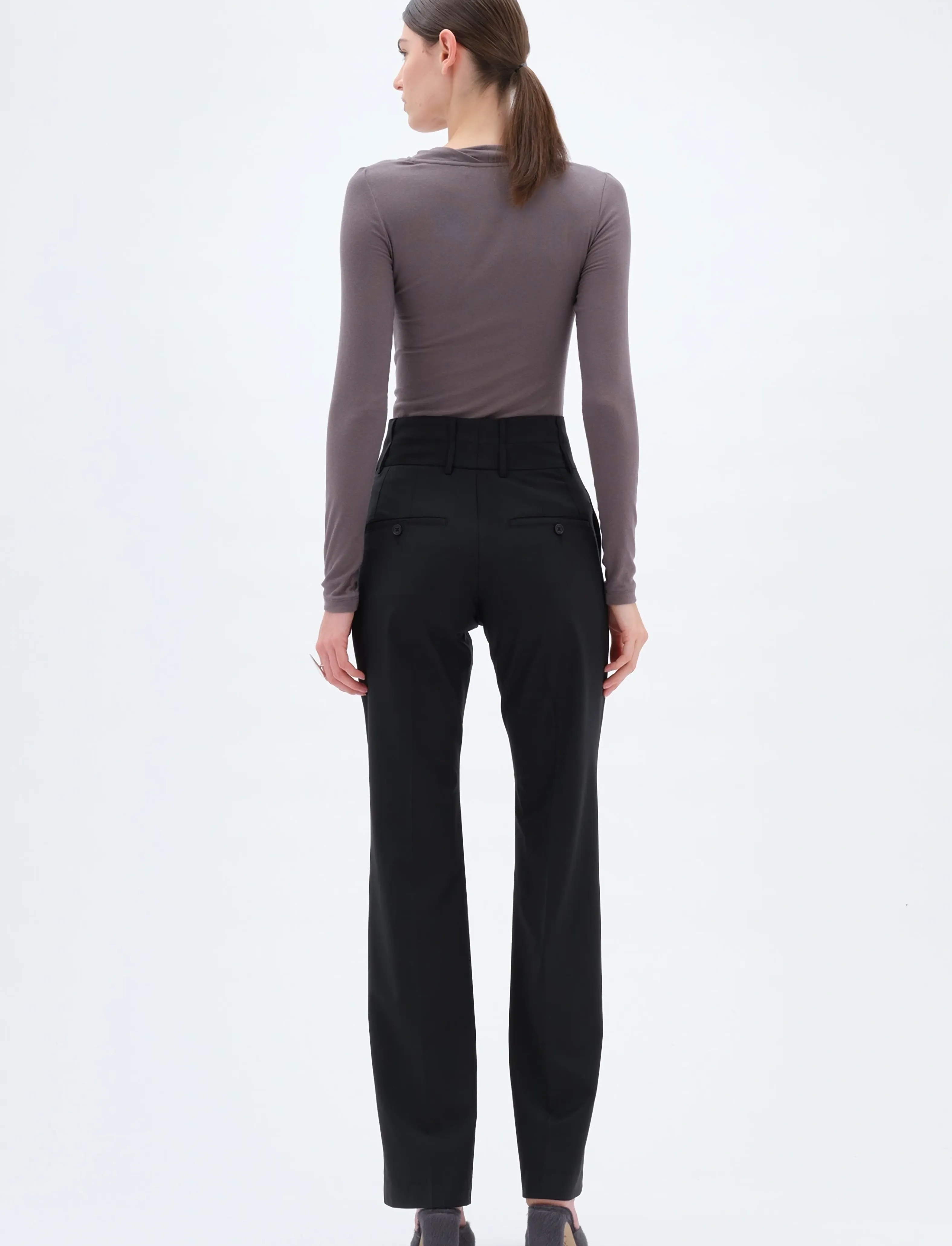 REMAIN Birger Christensen - DOUBLE WAISTBAND PANTS - black - 3