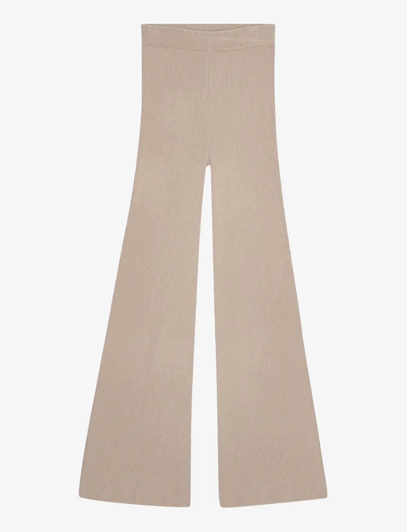 REMAIN Birger Christensen - RIB KNIT PANTS - alt laiad püksid - oatmeal - 1