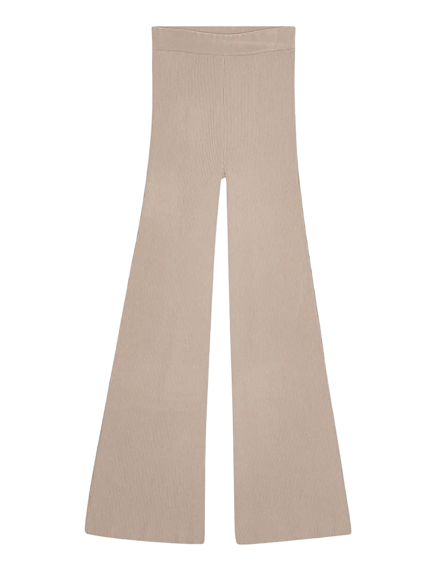 REMAIN Birger Christensen - RIB KNIT PANTS - schlaghose - oatmeal - 1