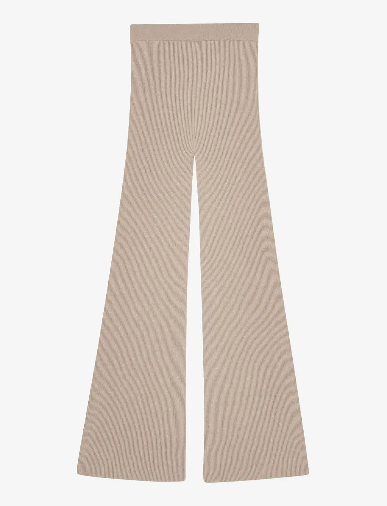 REMAIN Birger Christensen - RIB KNIT PANTS - alt laiad püksid - oatmeal - 2