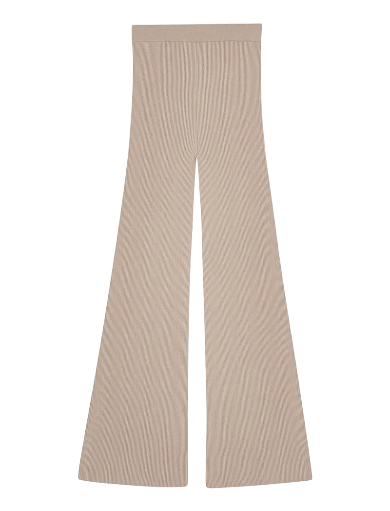 REMAIN Birger Christensen - RIB KNIT PANTS - alt laiad püksid - oatmeal - 2