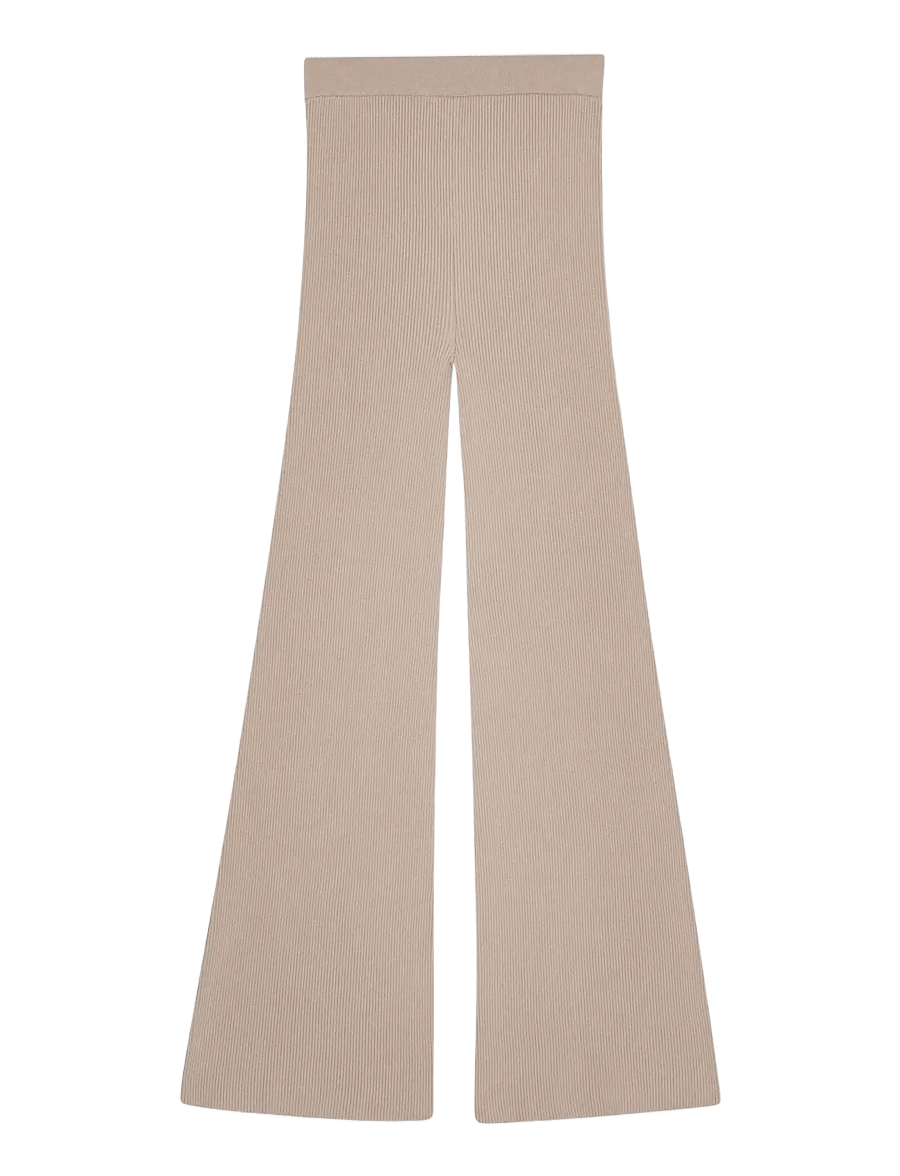 REMAIN Birger Christensen - RIB KNIT PANTS - schlaghose - oatmeal - 2