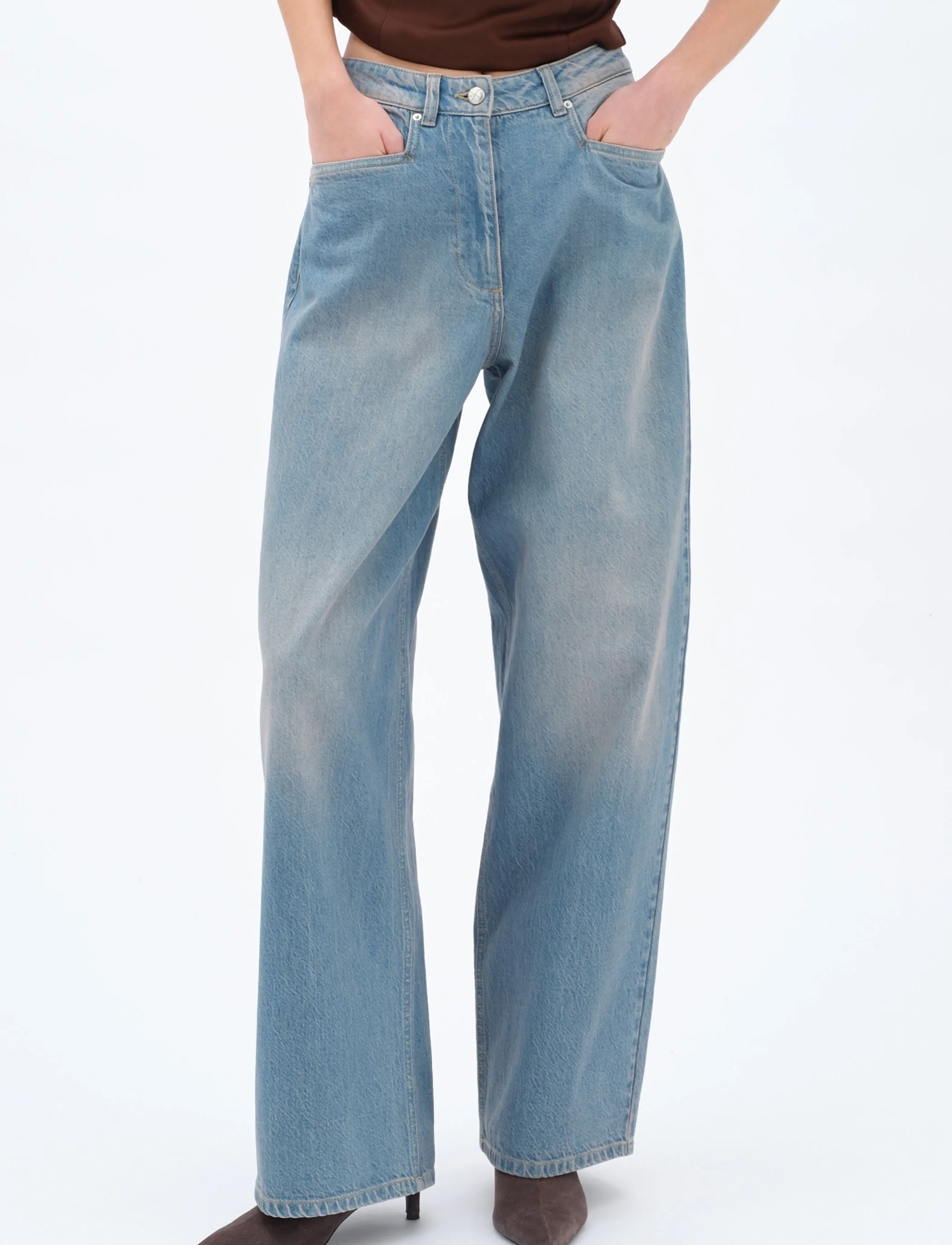 REMAIN Birger Christensen COCOON DENIM PANTS - Tøj - BLUE MIRAGE / blue