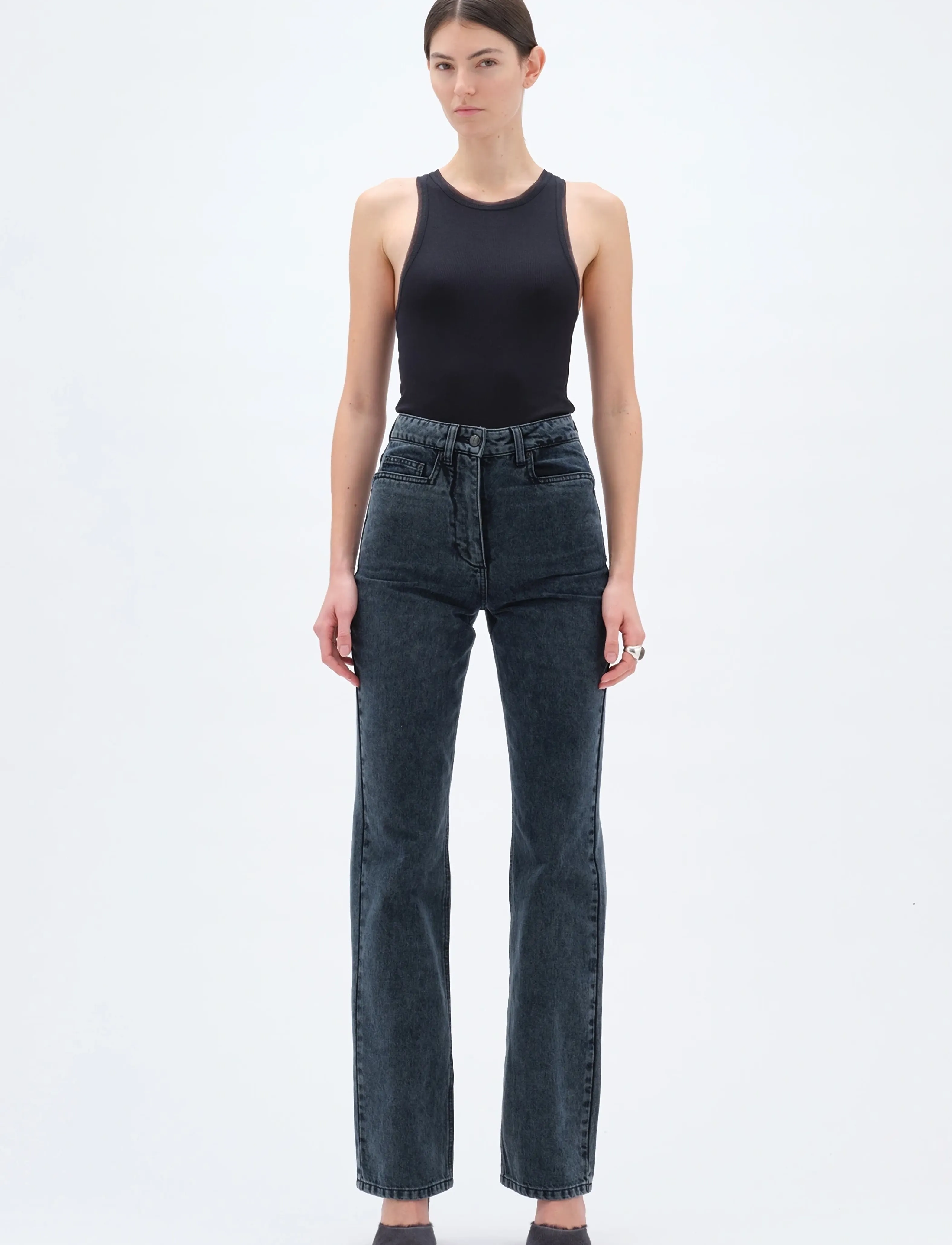 REMAIN Birger Christensen Slim Boot Cut Jeans, 24, Schwarz - Straight-regular, Frauen