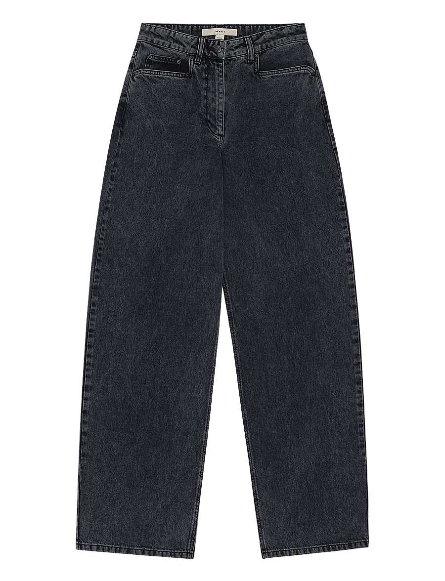 REMAIN Birger Christensen - COCOON DENIM PANTS - hosen mit weitem bein - black - 1