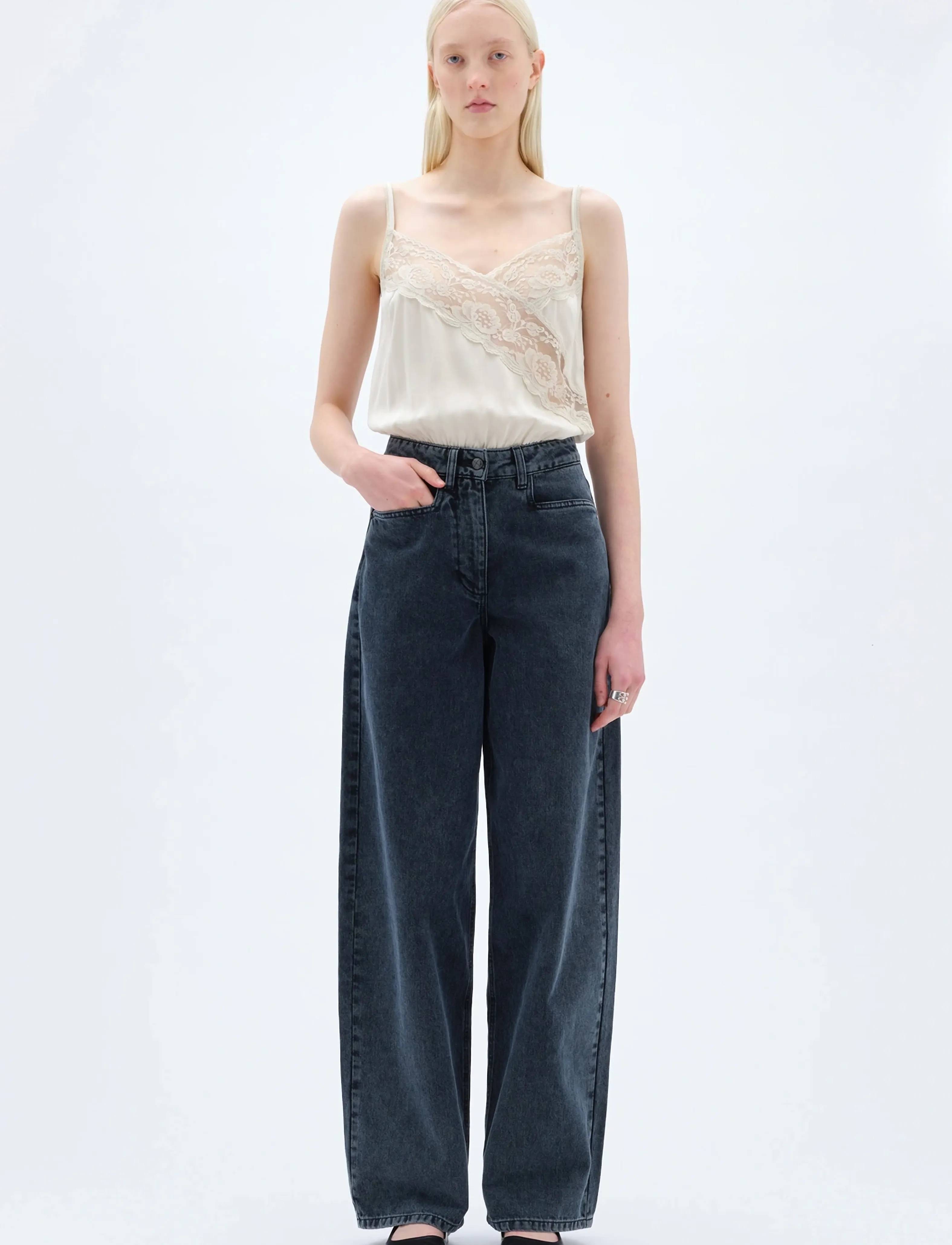 REMAIN Birger Christensen COCOON DENIM PANTS - Kollektionen - BLACK / grey
