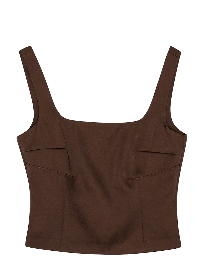 REMAIN Birger Christensen - FITTED TOP - linnen - chicory coffee - 1